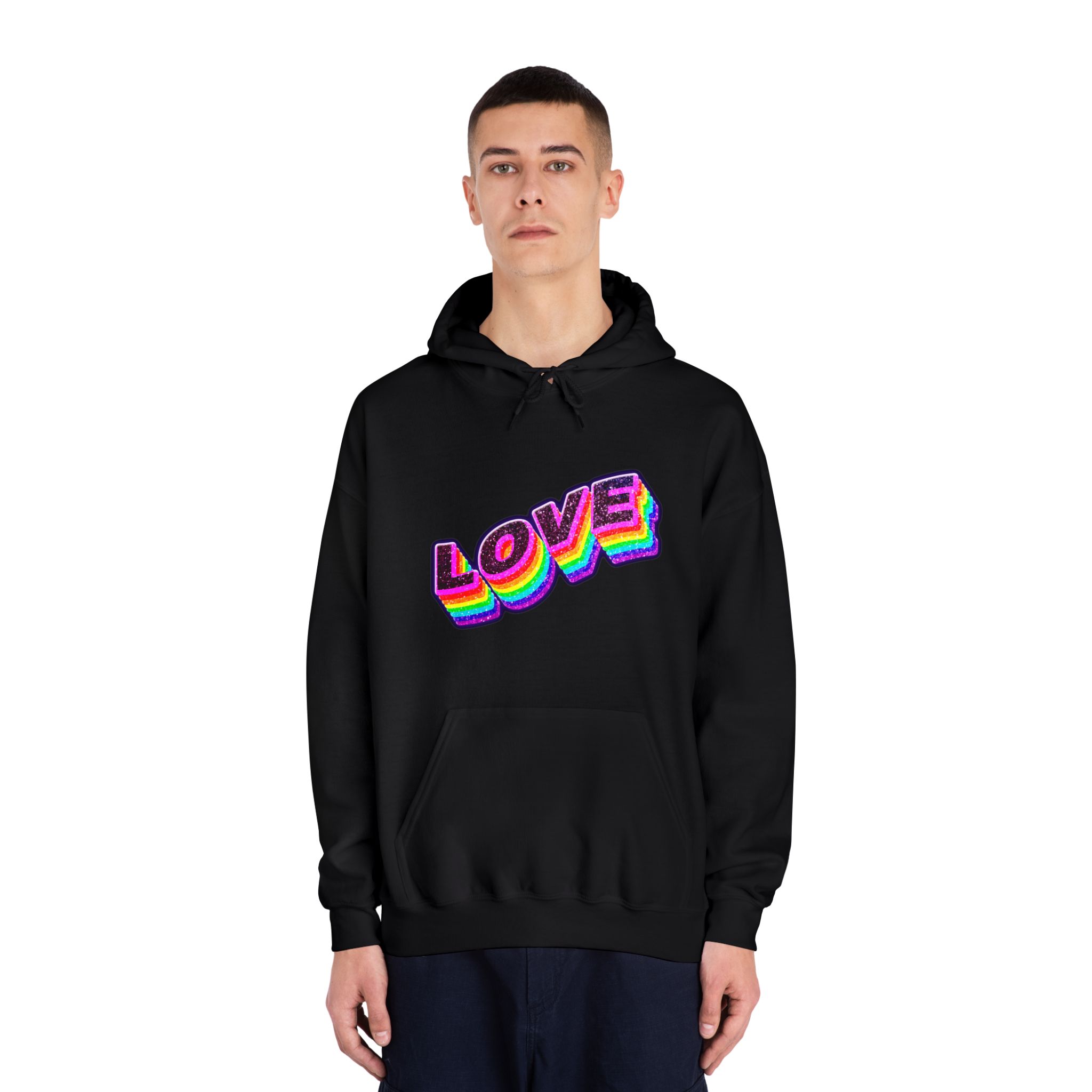 Love Png Word Rainbow Typography Unisex Dryblend Hooded Sweatshirt - Image 11