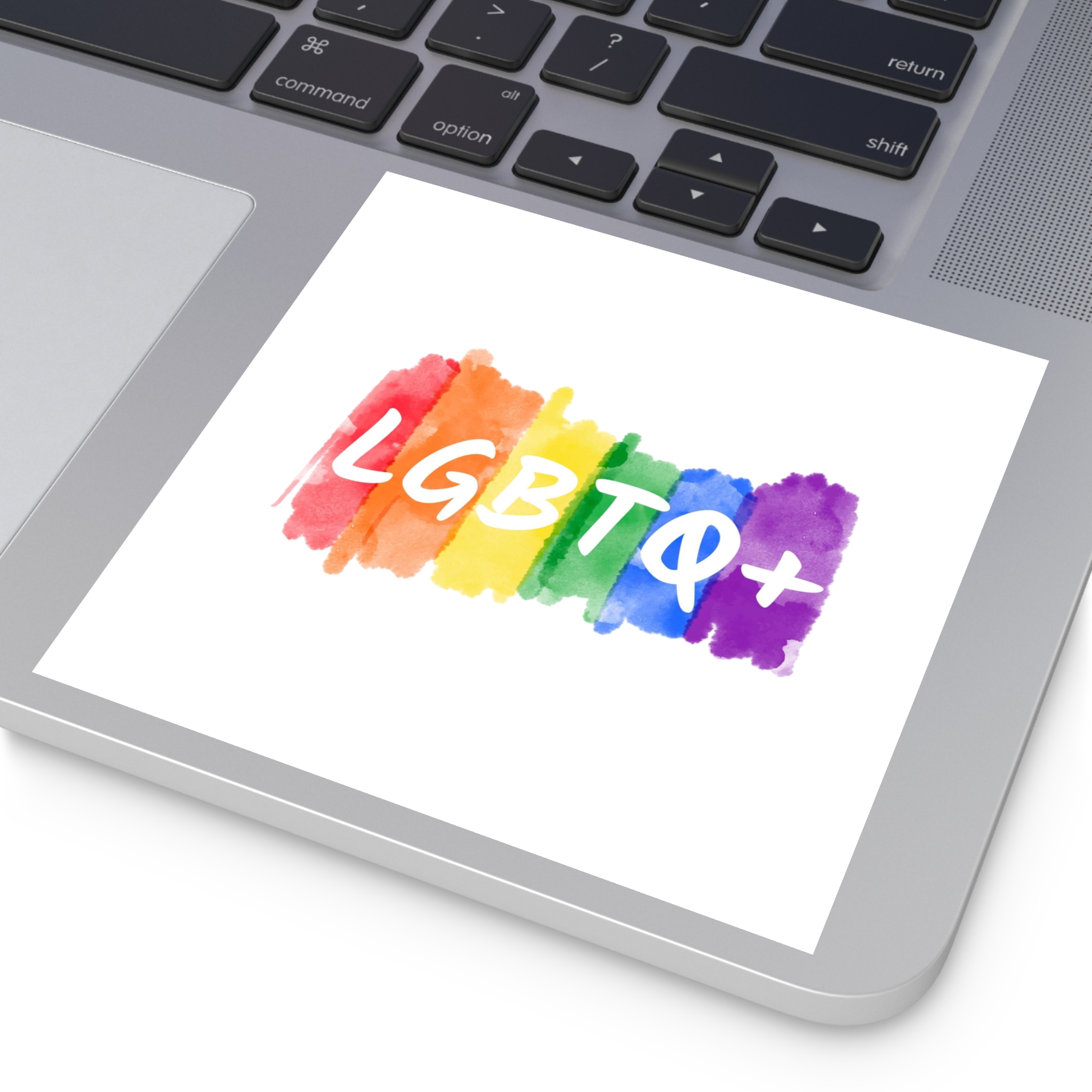 Lgbtq Logo Lettering Text Vector Rainbow Watercolor Paint Textured Colorful Stripes Laminate Stickers Square - Image 47