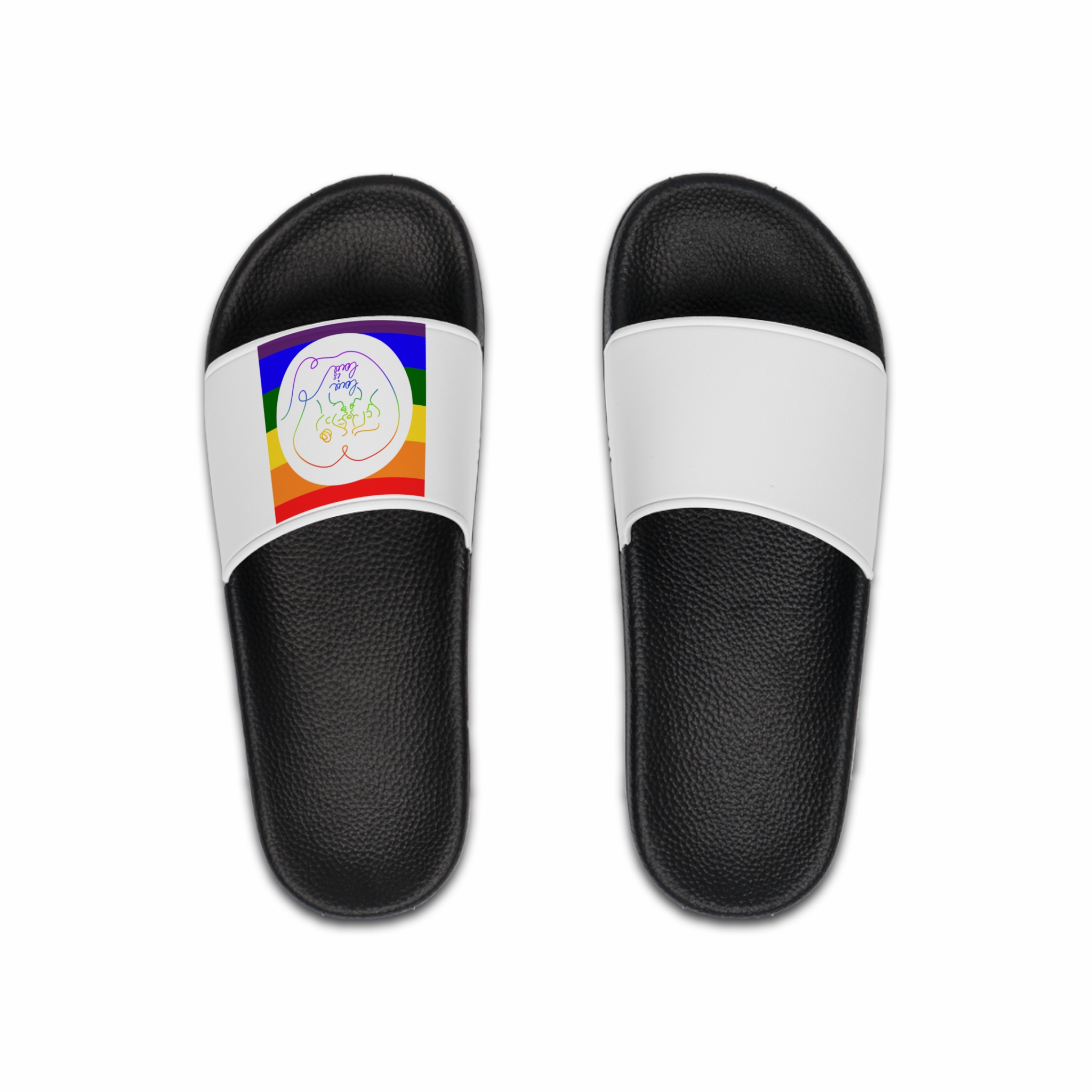 Poster With Kissing Woman Hand Lettering Love Is Love Theme Month Pride Lgbtq Love Background Mens Slide Sandals