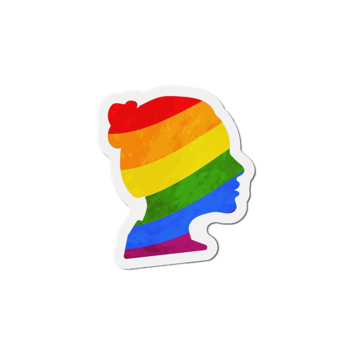 Black Detailed Realistic Girls Face Profile With Lgbt Pride Flag Isolated White Die Cut Magnets - Image 10