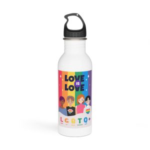 Lgbtq Pride Month Poster Vector With Diverse Characters Rainbow Celebrate Love Inclusivity Stainless Steel Water Bottle