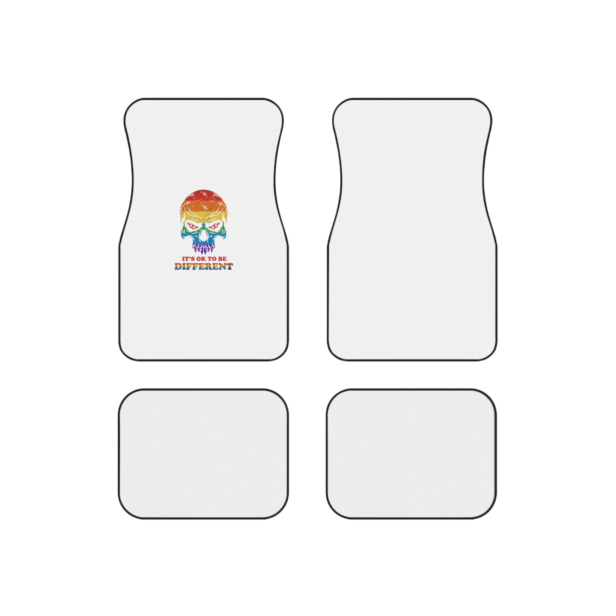 Skull Pride Rainbow Vintage Vector Premium T Shirt Car Mats Set Of 4