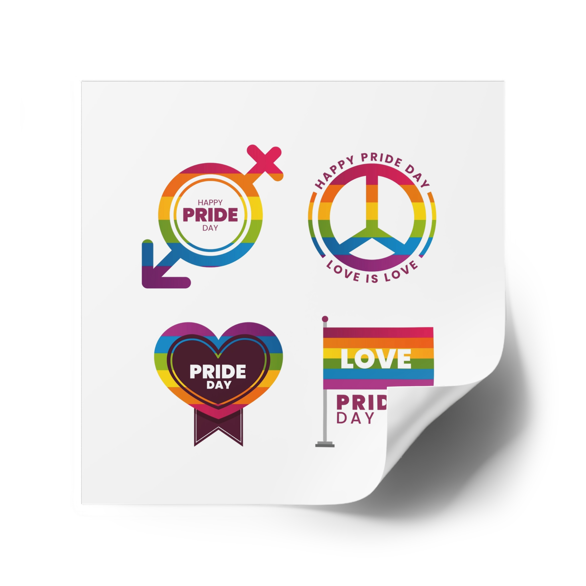 Label Collection With Pride Day Theme (1) Laminate Stickers Square - Image 38