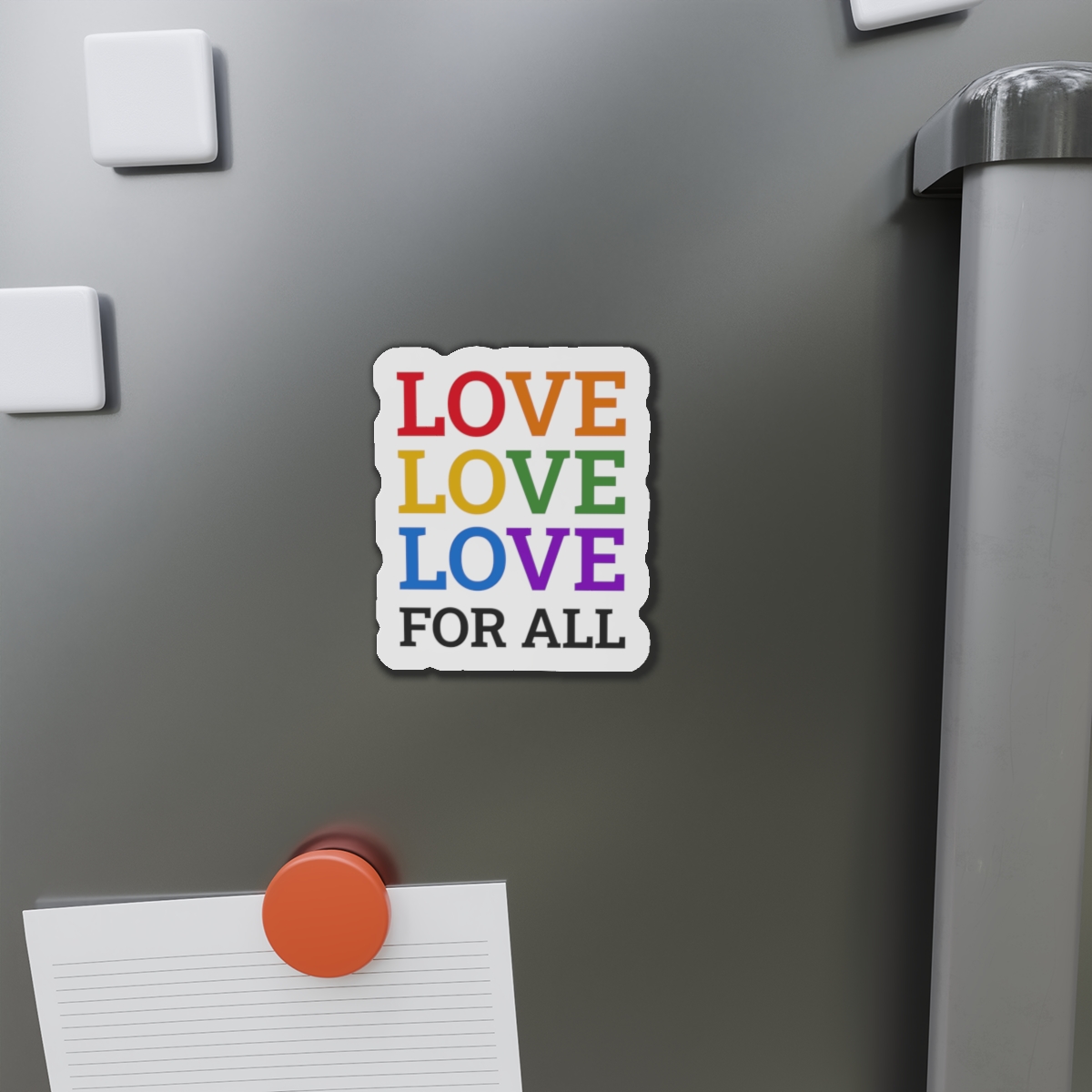 Love All Lgbtq Pride Month Positive Quote Rainbow Color Typographic Art White Background Die Cut Magnets - Image 11