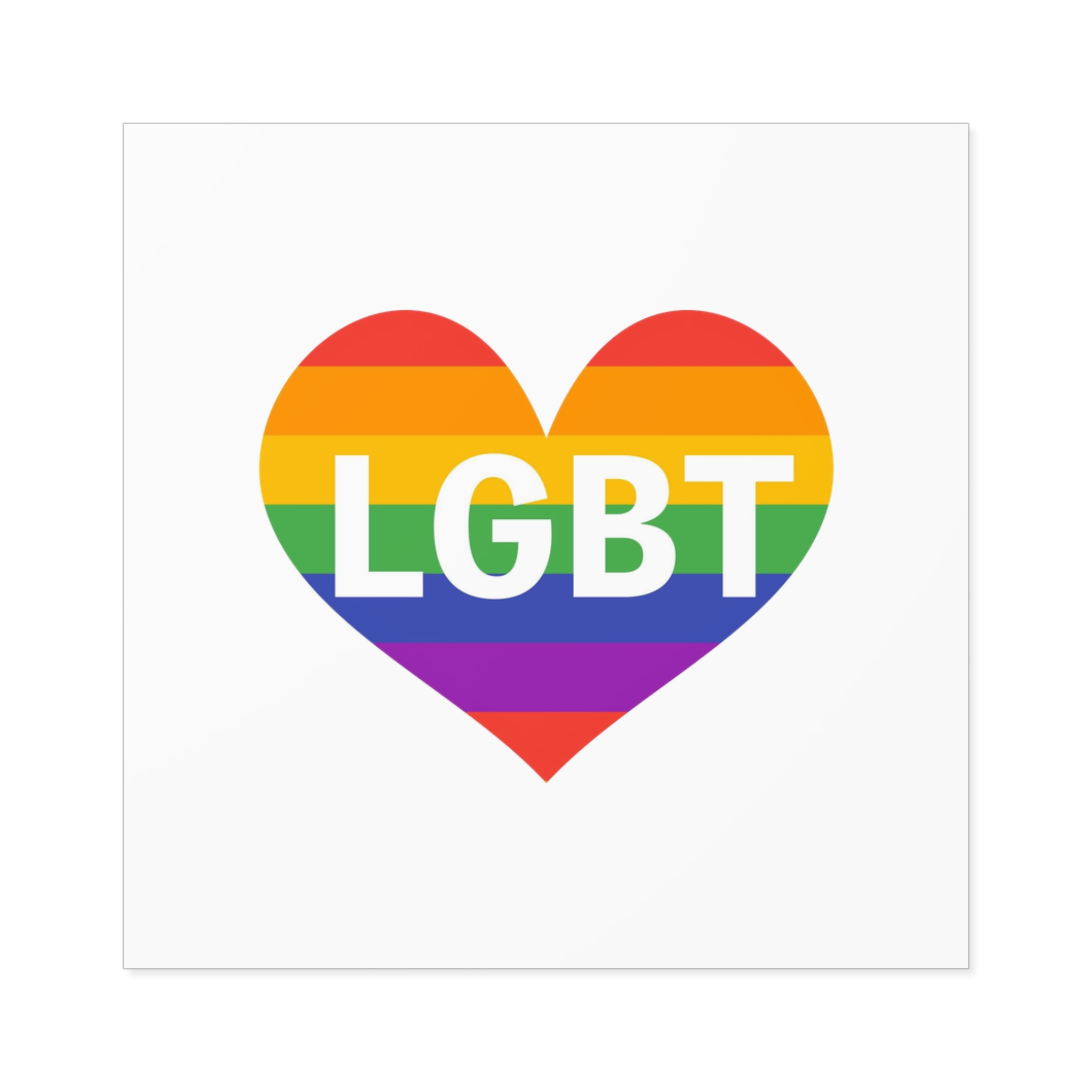 Lgbt Rainbow Colors Heart Mark Lgbt Letters Laminate Stickers Square - Image 17