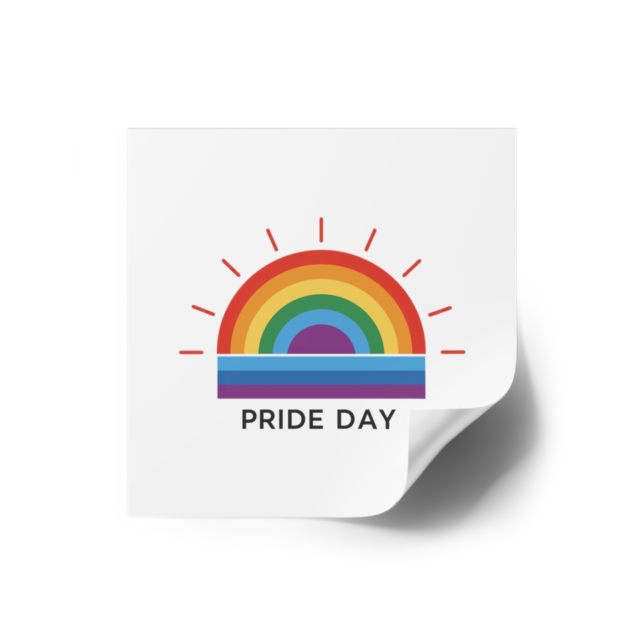Rainbow Pride Day Celebration Illustration With Colorful Sunburst Design Lgbtq Support Awareness Laminate Stickers Square - Image 2