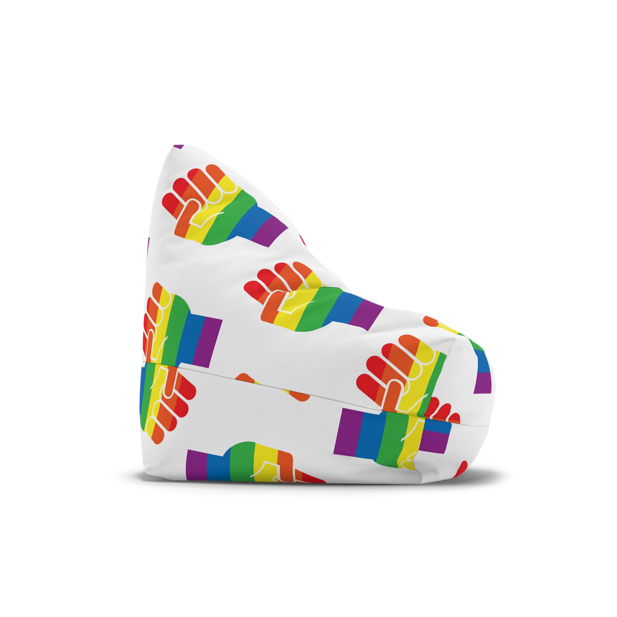 Vector Lgbt Rainbow Flag Fist Isolated White Background Bean Bag Chair Cover - Image 3
