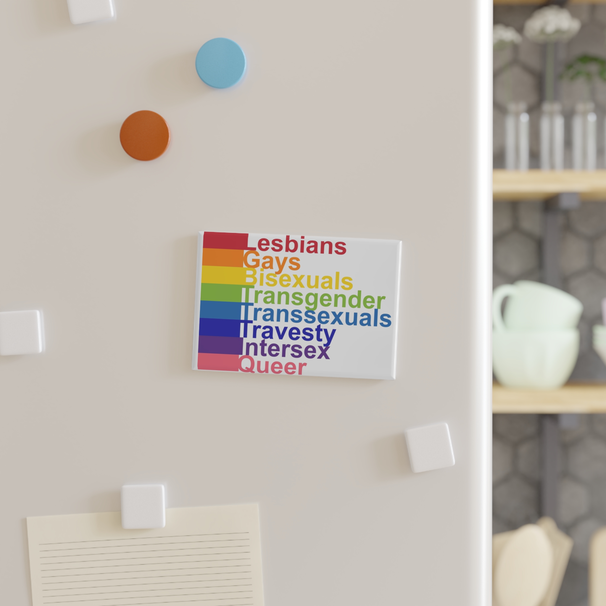 Lgbt Concept Motivating Phrase Colors Rainbow Decoding Abbreviations Lgbt Lesbian Gay Bisexual Transgender Transsexual Travesty Intersex Queer Button Magnet Rectangle 1 And 10 Pcs - Image 3