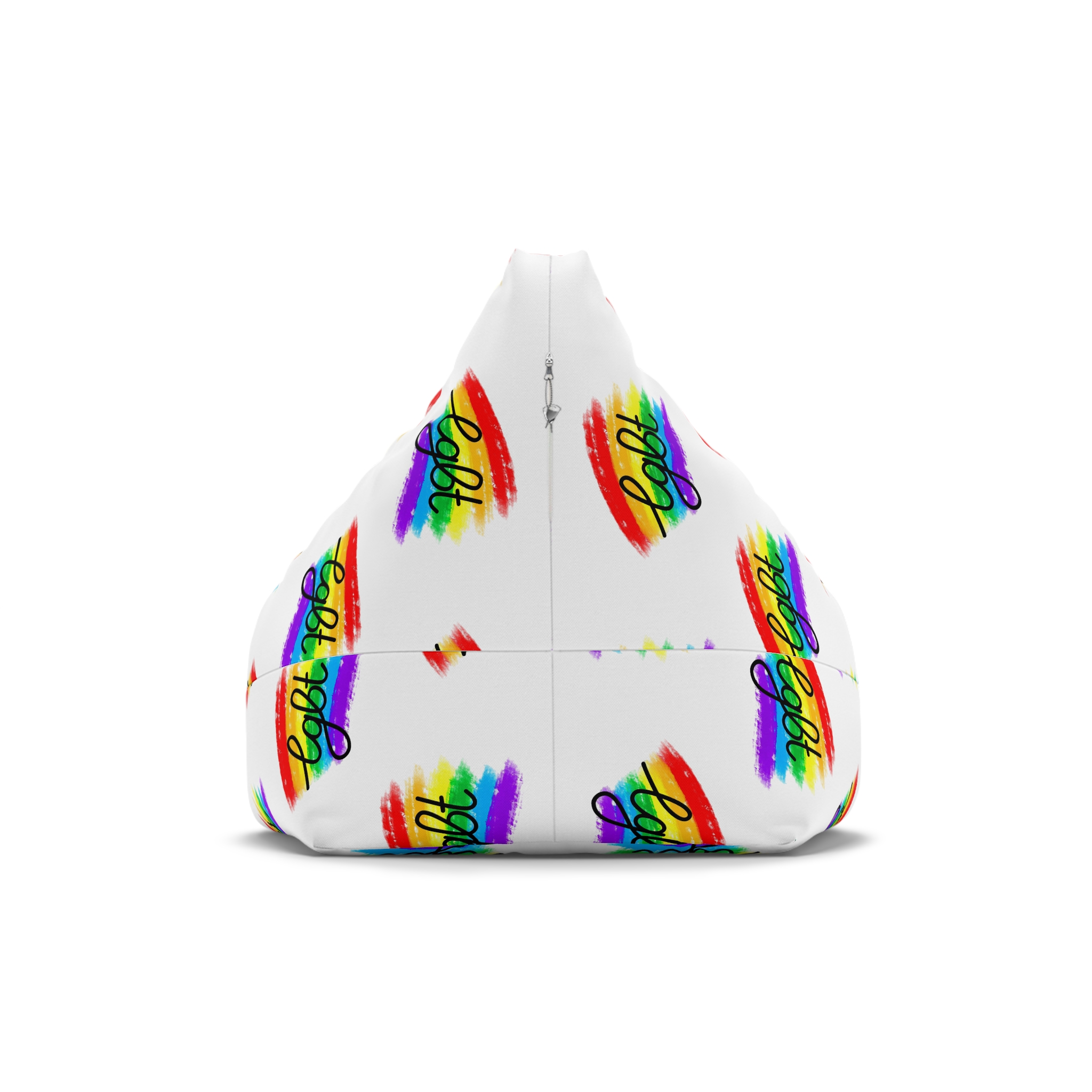 Lgbt Logo Vector Flat Illustration With Hand Drawn Watercolor Rainbow Flag Bean Bag Chair Cover - Image 2