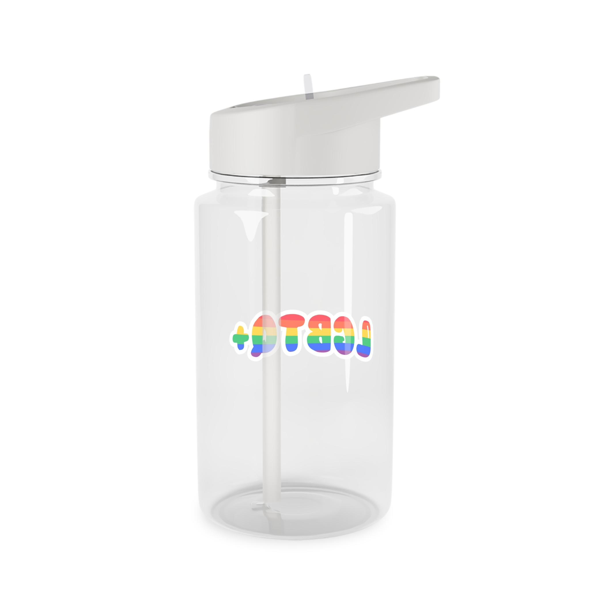 Pride Rainbow Lettering Text Writing Pattern Freedom Love Heart Homo Colors Flag Parade Lgbtq Flag W Tritan Water Bottle - Image 2