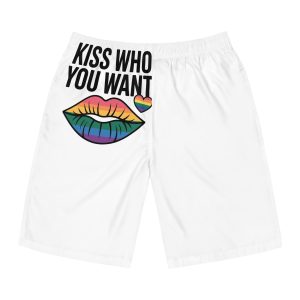 Kiss Who You Want T Shirt Design Isolated White Background Mens Board Shorts Aop