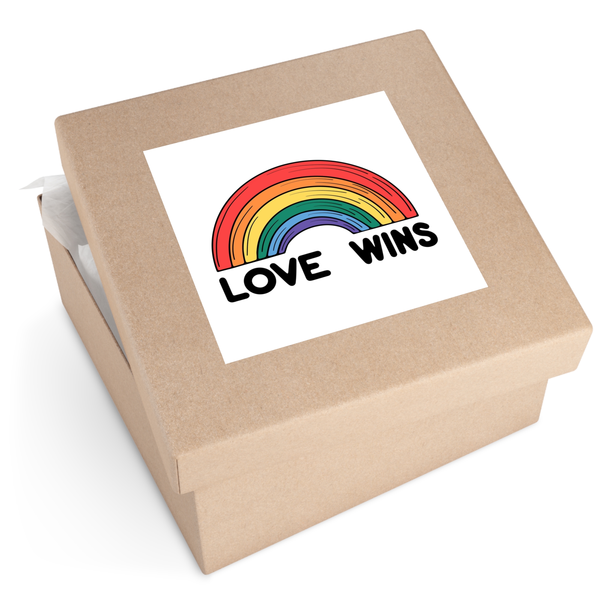 Love Wins Rainbow Pride Illustration Laminate Stickers Square - Image 63