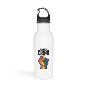 Happy Pride Month With Rainbow Fist Stainless Steel Water Bottle