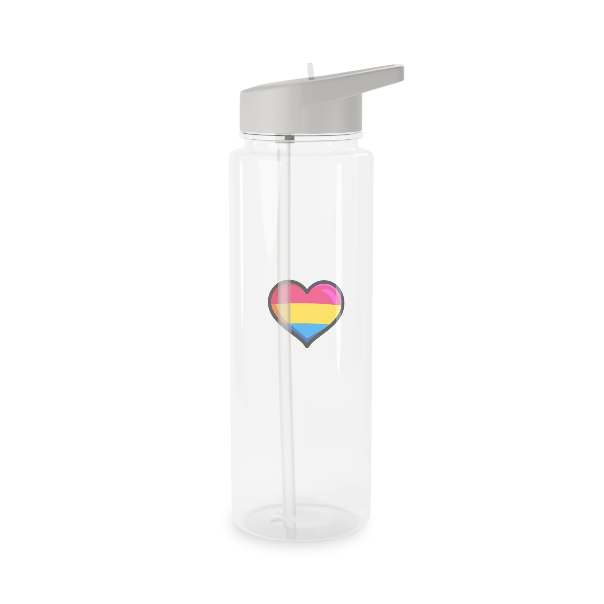 Pansexual Pride Flag Heart Shape Vector Illustration Tritan Water Bottle - Image 6