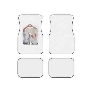 Stylish Girlfriends Two Sisters Show With Hands Heart View From Back Friendship Concept Fashion Vector Illustration Art Postcard Poster Interior Design Textile Print Car Mats Set Of 4