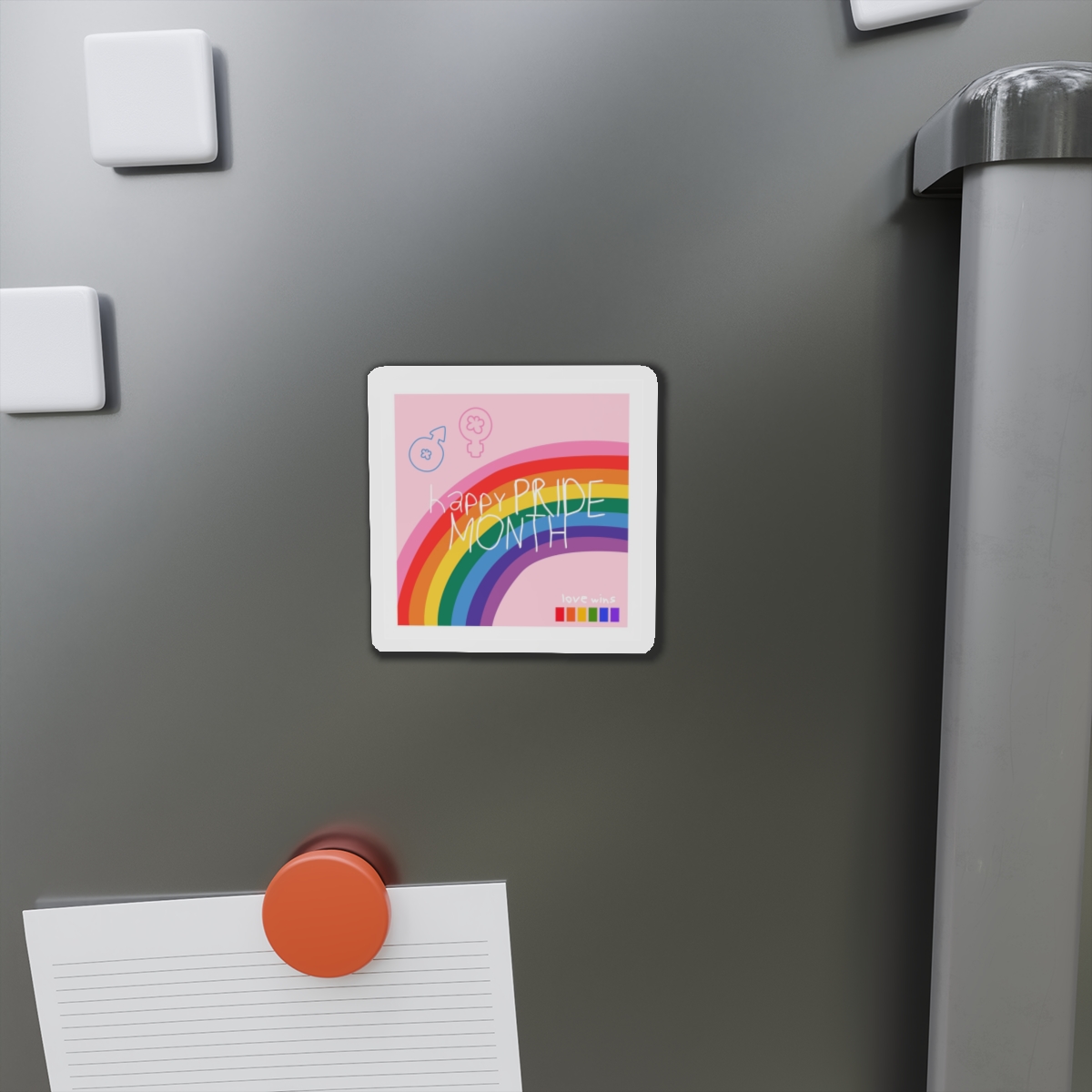 Cute Simple Banner Pride Month Symbols Pride Month With Lgbtq Flag Colours Die Cut Magnets - Image 5