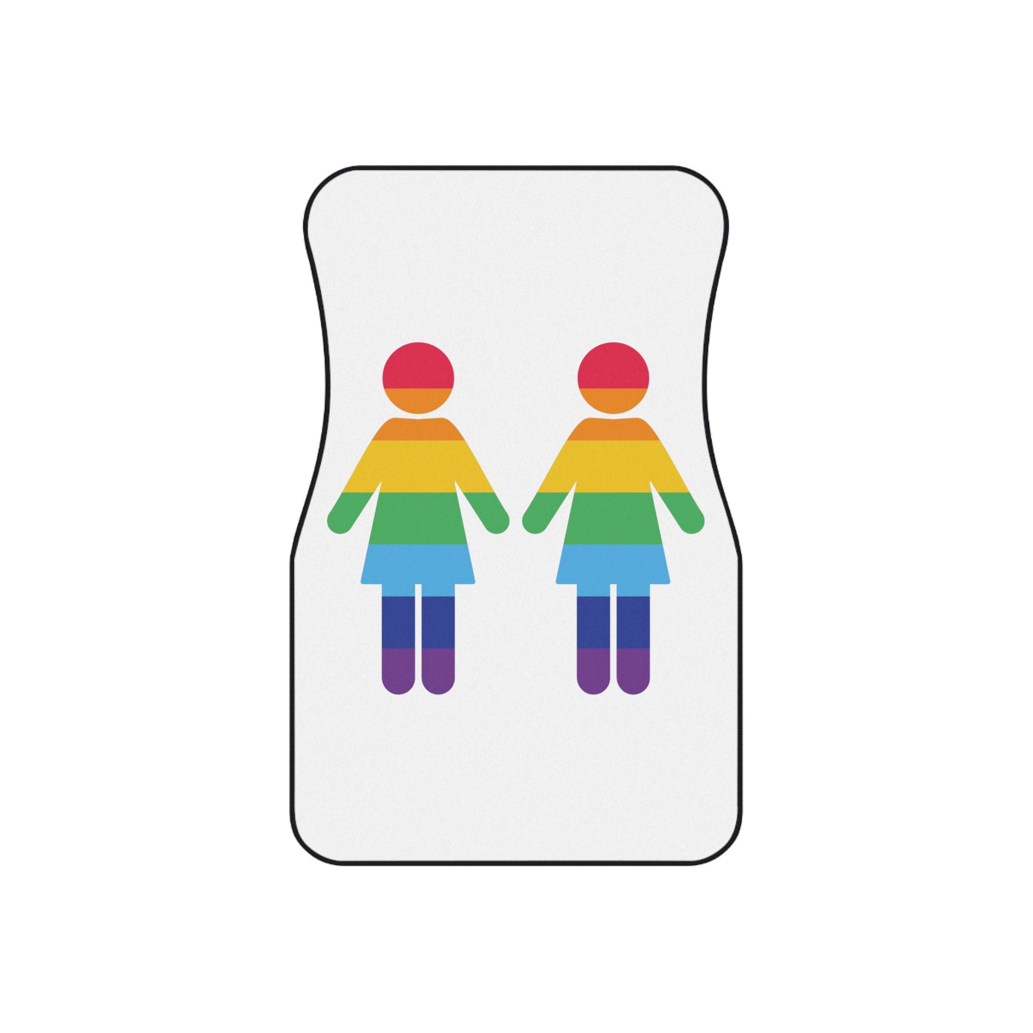Lgbt Pride Two Lesbians Vector Icon Rainbow Colors Vector Illustration Car Mats Set Of 4 - Image 2