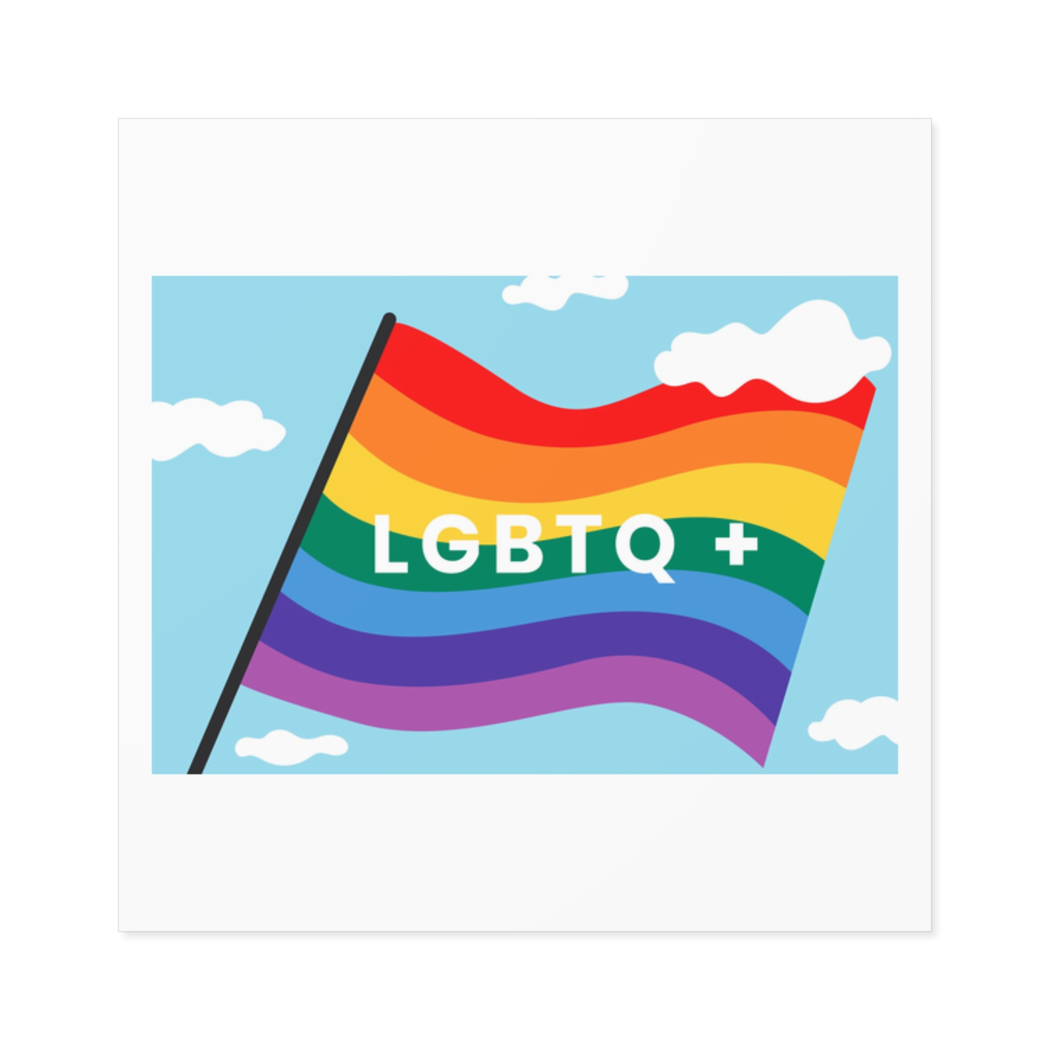 Rainbow Flag Banner Template Lgbtq Rights Laminate Stickers Square