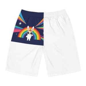 Happy Bunny With Rainbow Stars Mens Board Shorts Aop
