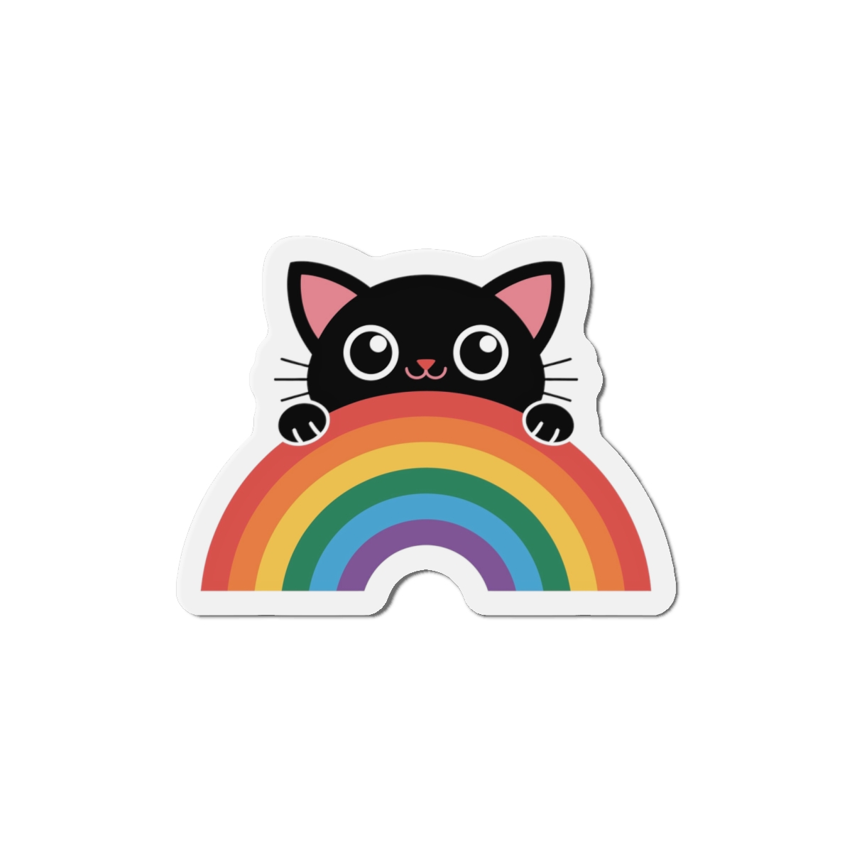 Black Cat With Rainbow Icon Pride Pet Design Vector Illustration Die Cut Magnets - Image 10