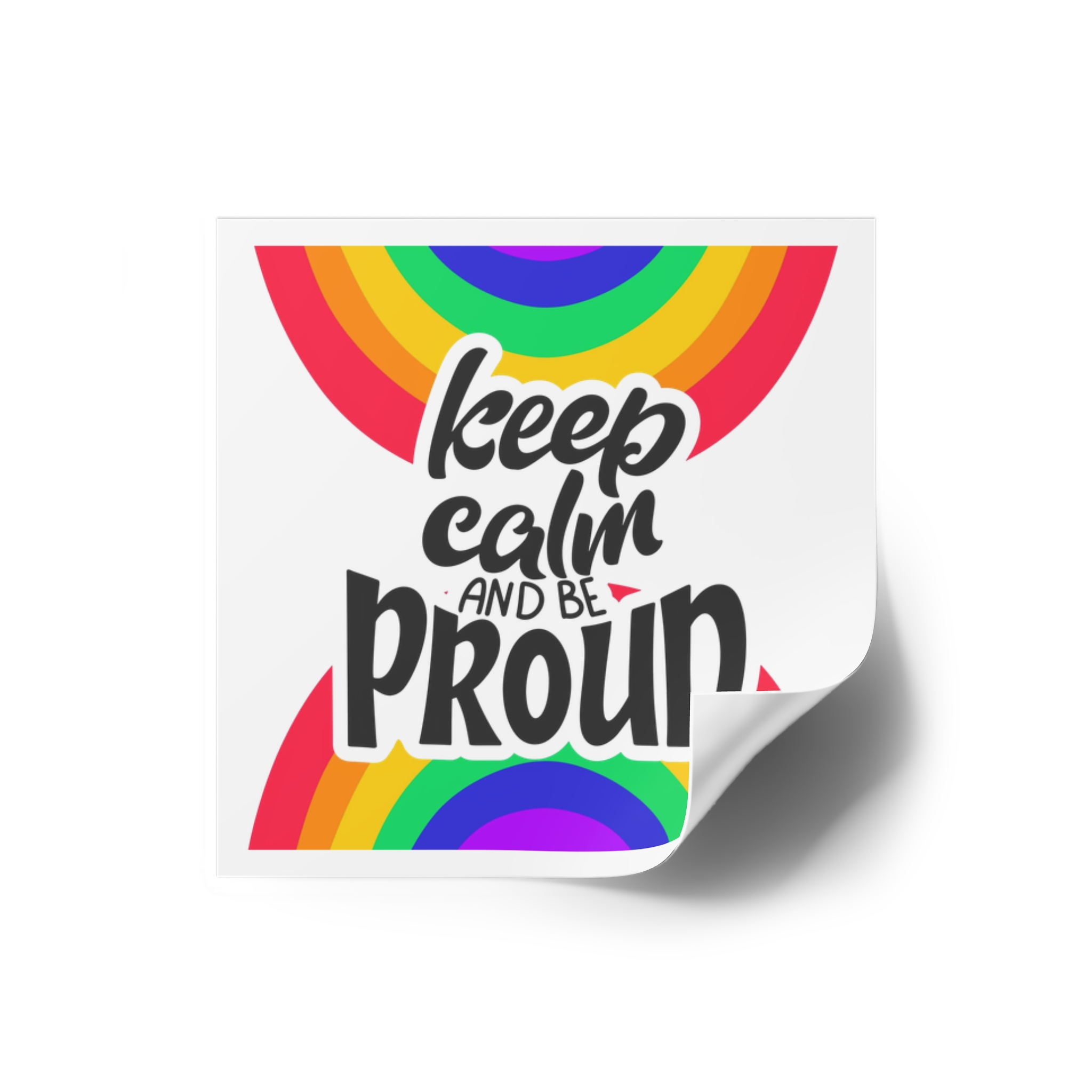 Keep Calm Be Proud Lgbt Lettering Quote Pride Poster Concept With Colorful Rainbow Vector Laminate Stickers Square - Image 2