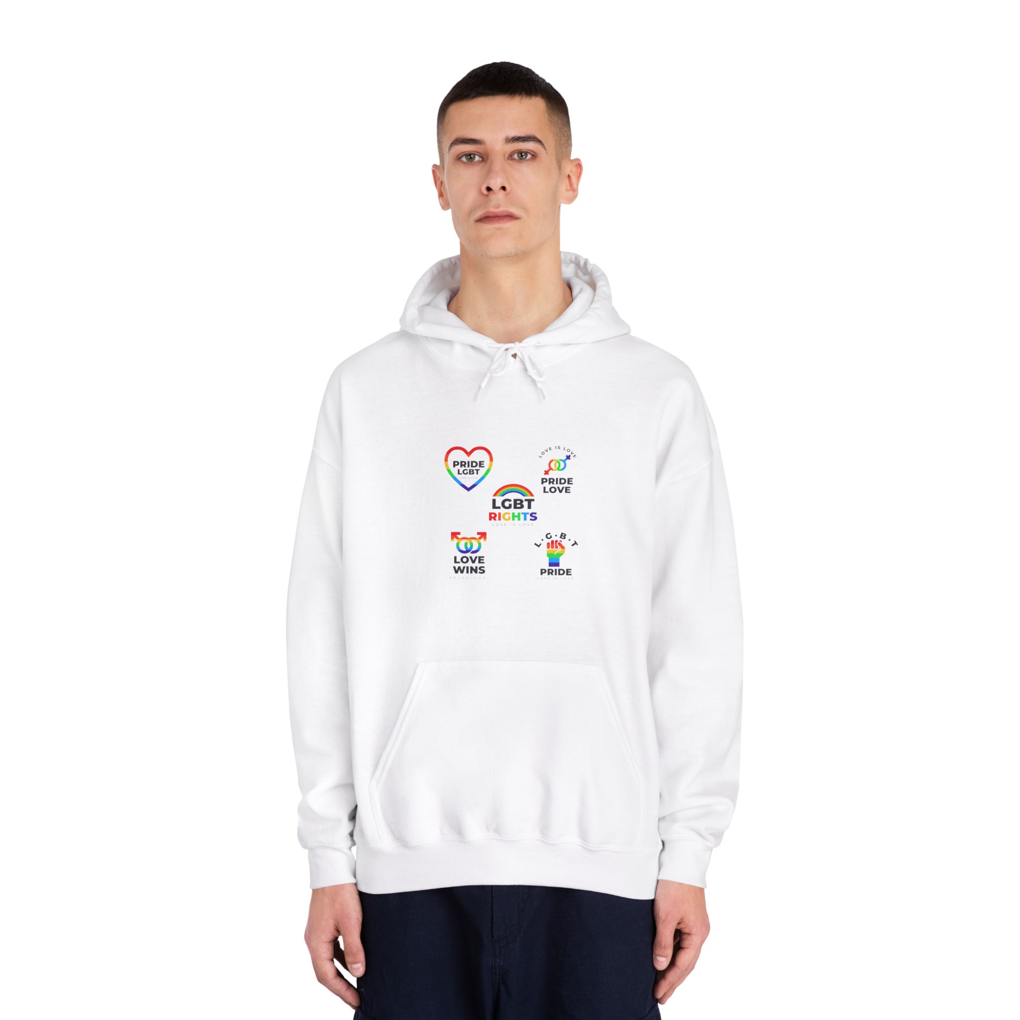 Pride Day Badges Collection Unisex Dryblend Hooded Sweatshirt - Image 3