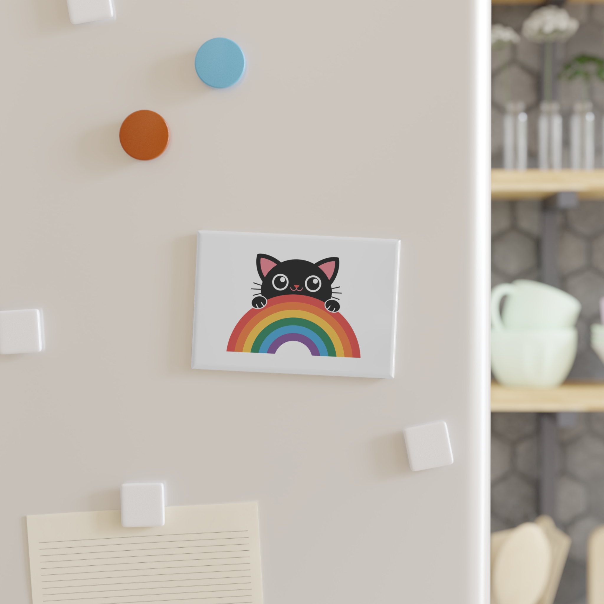 Black Cat With Rainbow Icon Pride Pet Design Vector Illustration Button Magnet Rectangle 1 And 10 Pcs - Image 7
