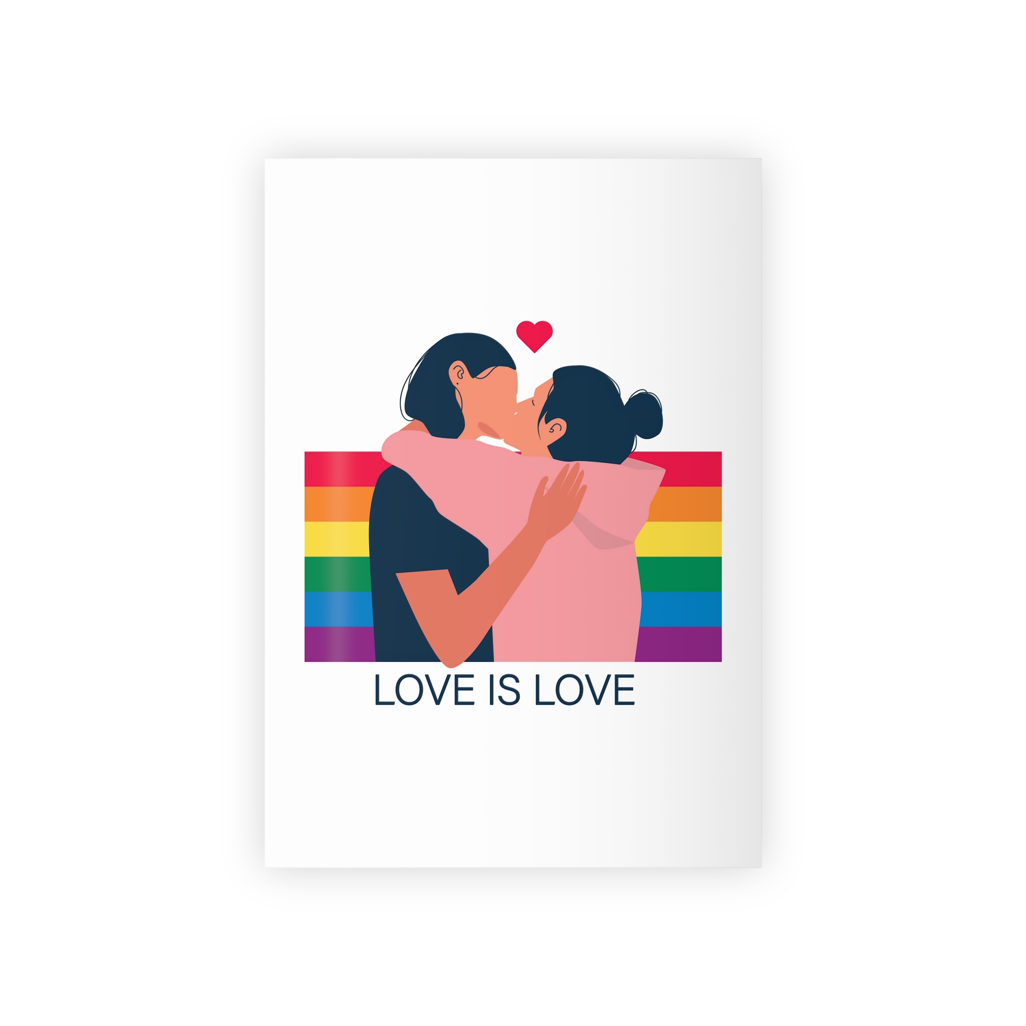 Lesbian Couple Kissing Hugging Rainbow Flag Love Is Love Gift Wrapping Paper Rolls 1pc