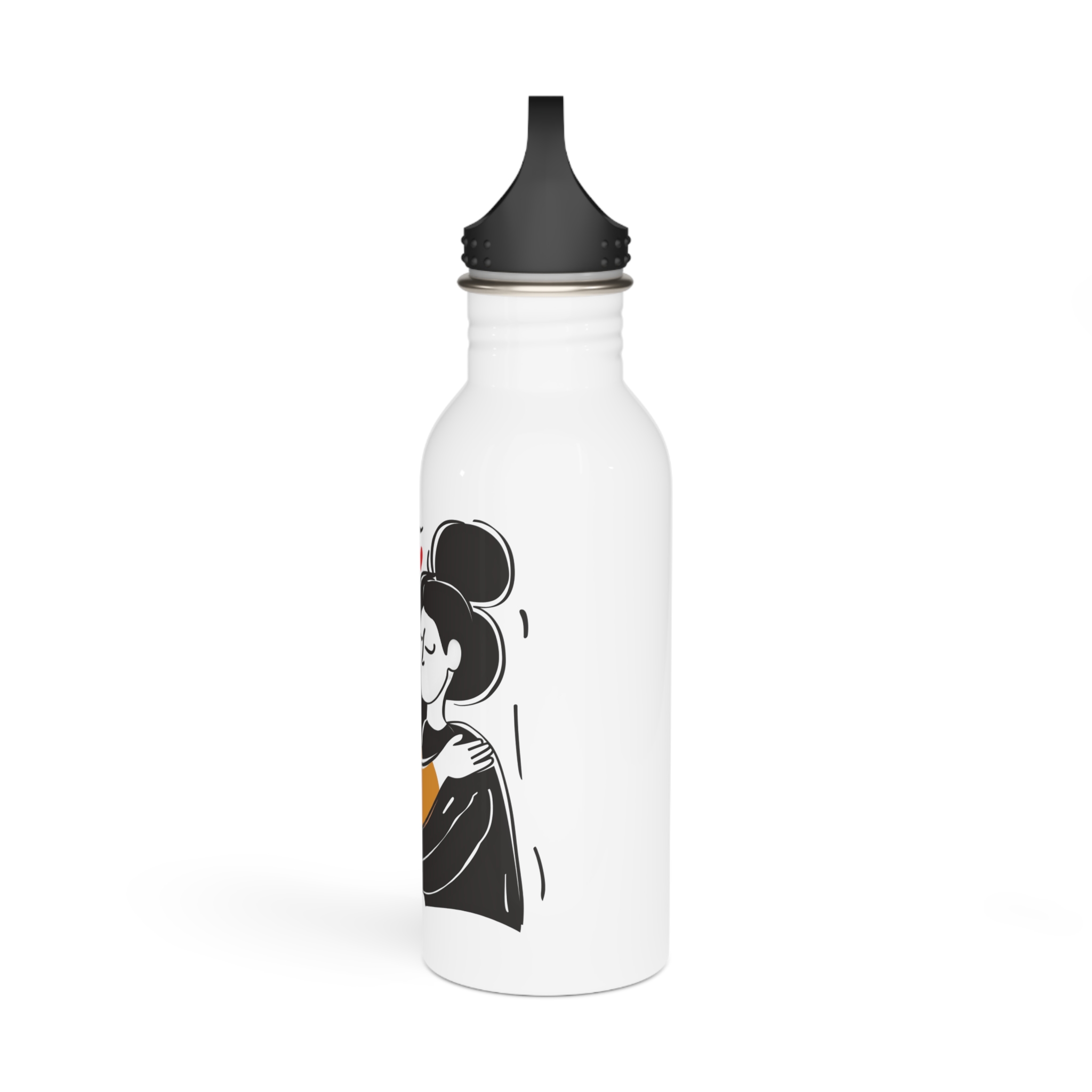 Drawing Two Women Hugging Red Heart Them Stainless Steel Water Bottle - Image 4