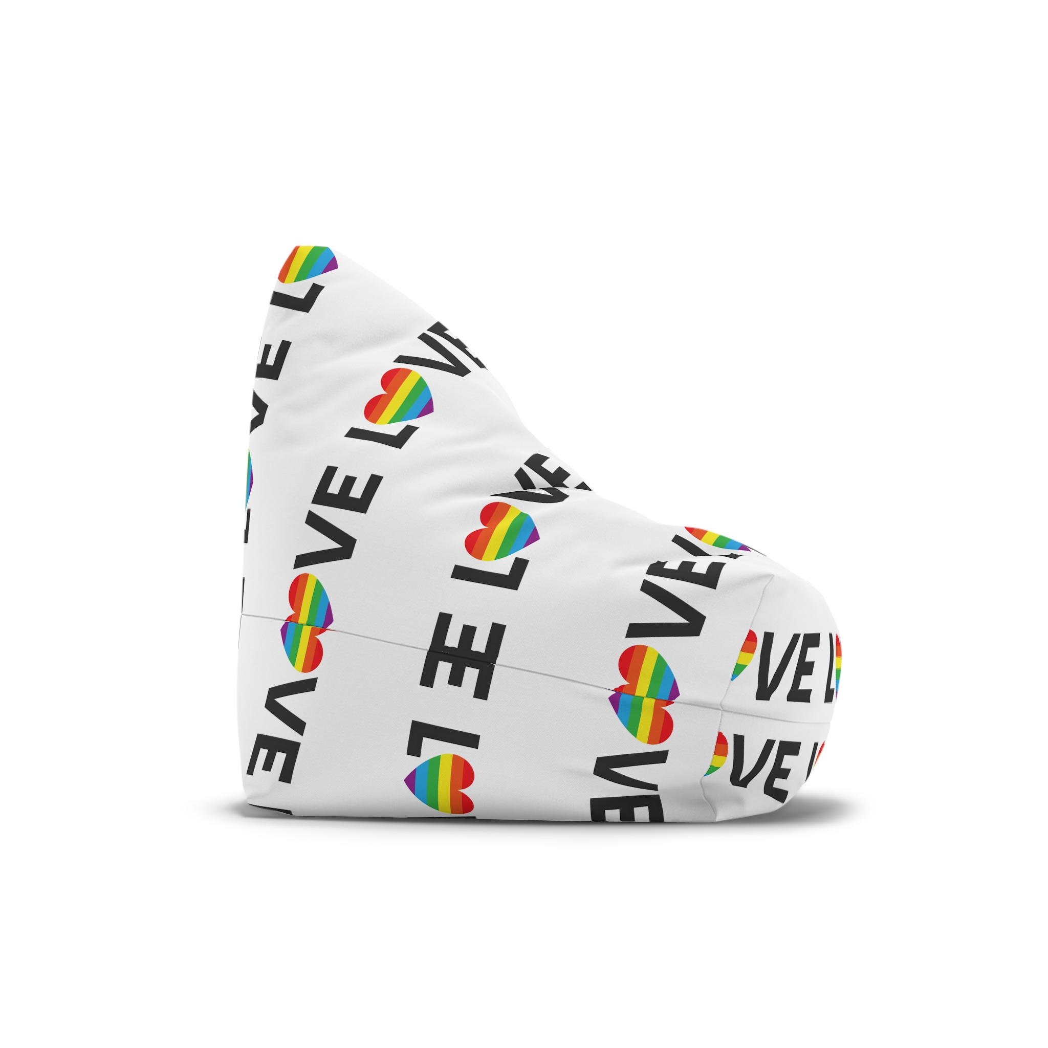 Vector Lgbt Rainbow Flag Love Heart Lettering Bean Bag Chair Cover - Image 3