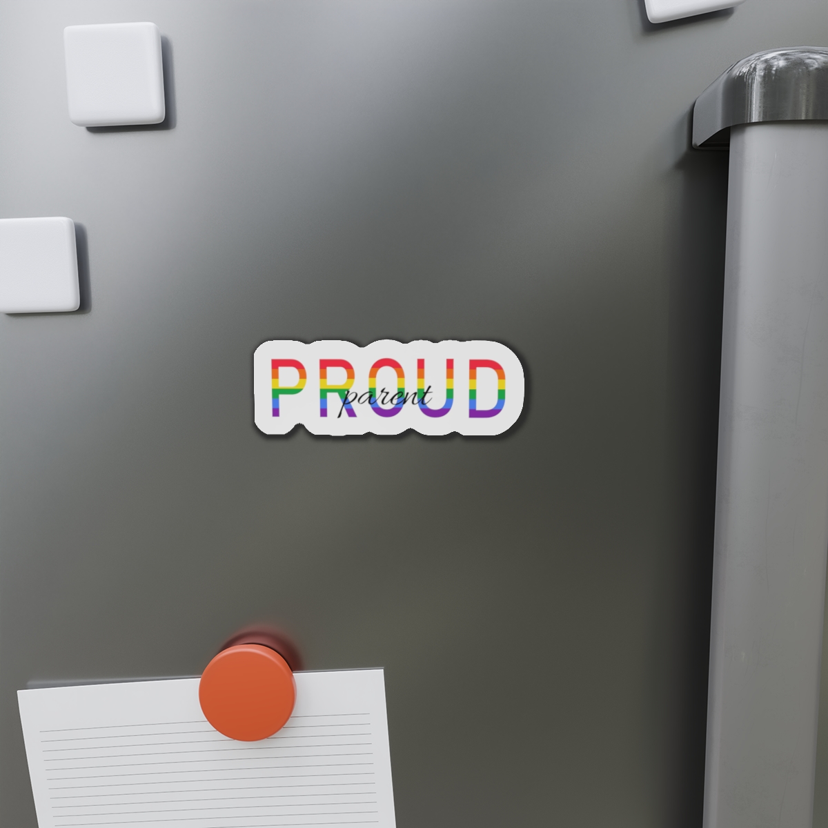 Proud Parent Letering Rainbow Colors Lgbt Flag Lgbt Parents Community Support Die Cut Magnets - Image 11