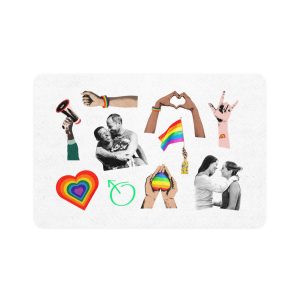 Gay Pride Sticker Rainbow Elements Set Vector Pet Food Mat 12x18