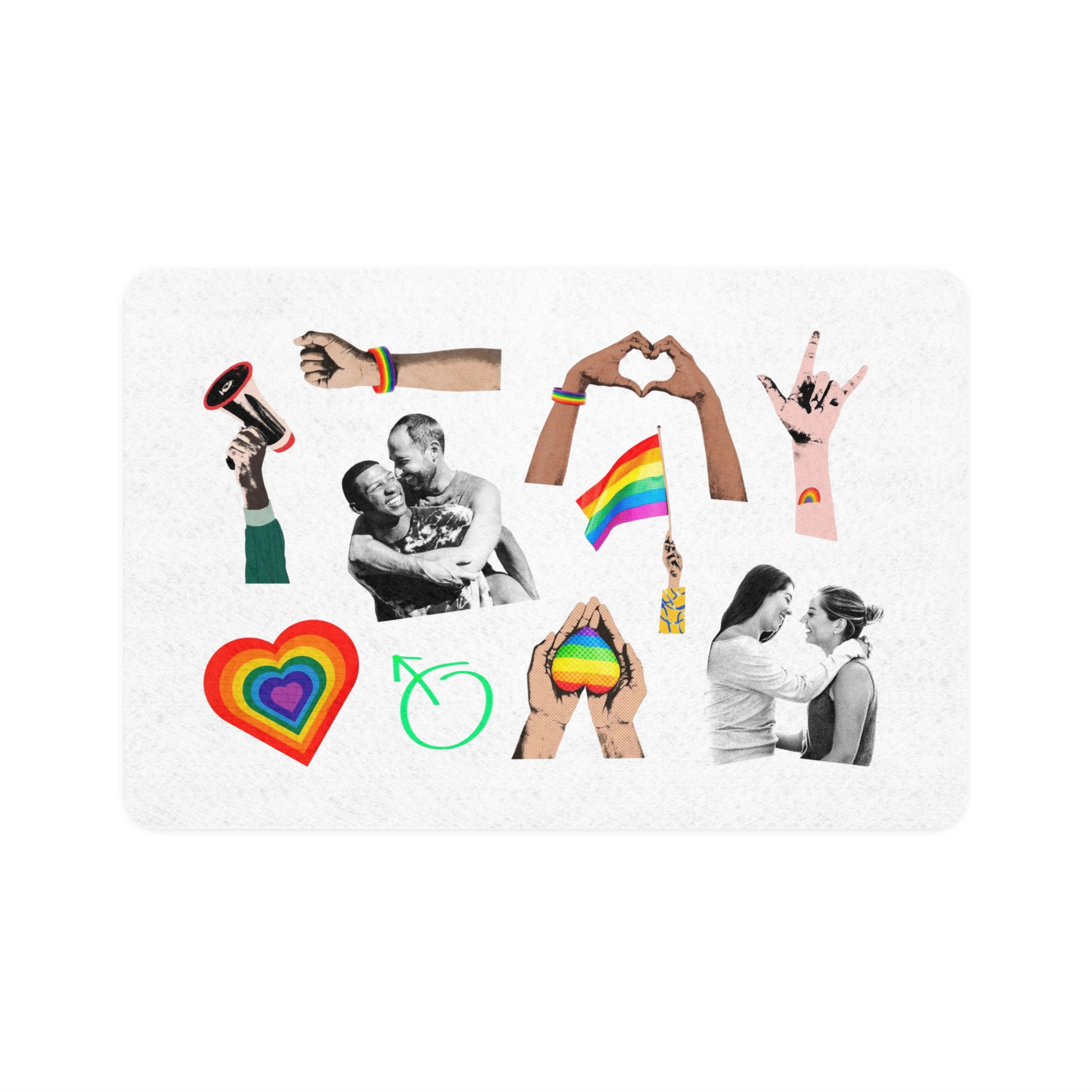Gay Pride Sticker Rainbow Elements Set Vector Pet Food Mat 12x18