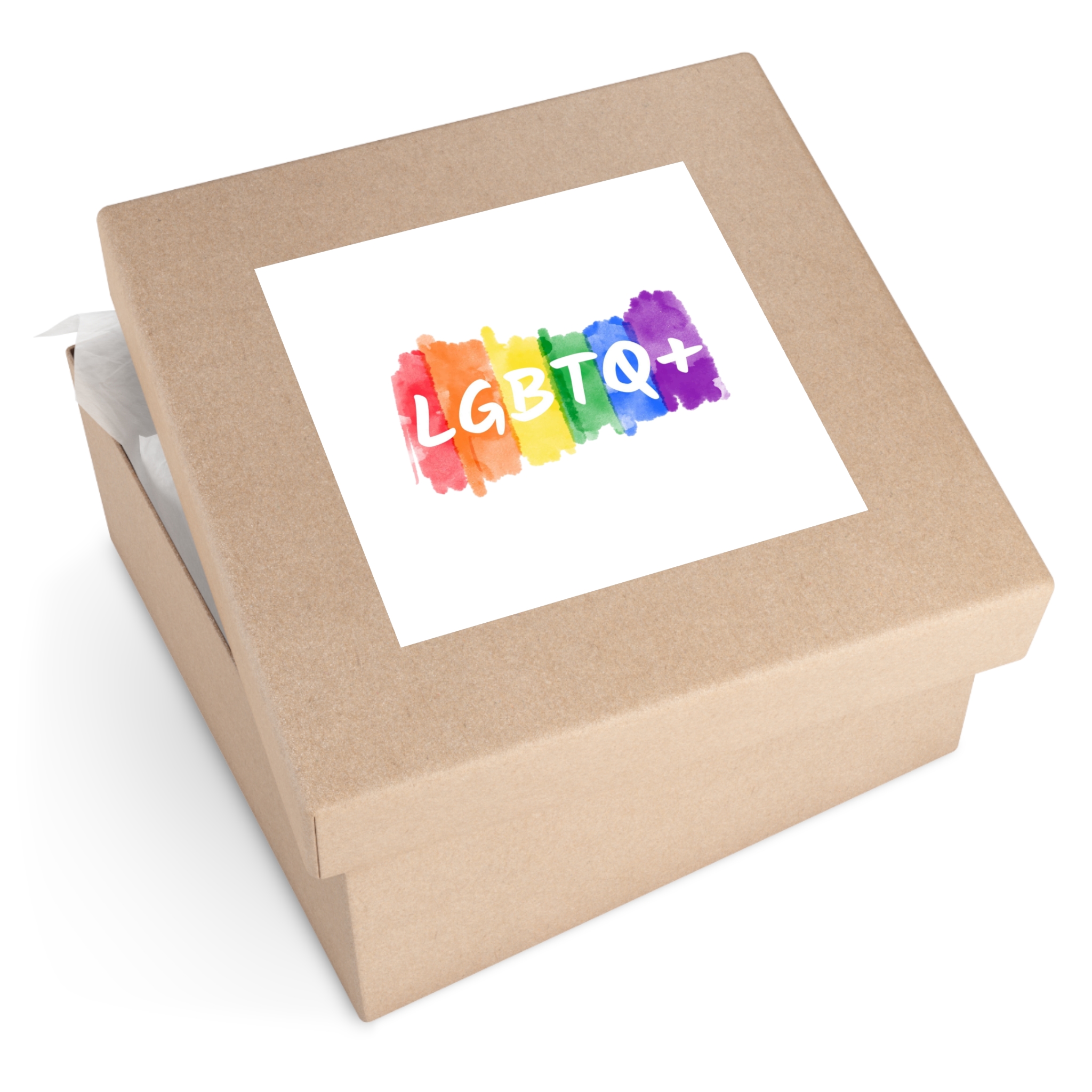 Lgbtq Logo Lettering Text Vector Rainbow Watercolor Paint Textured Colorful Stripes Laminate Stickers Square - Image 59