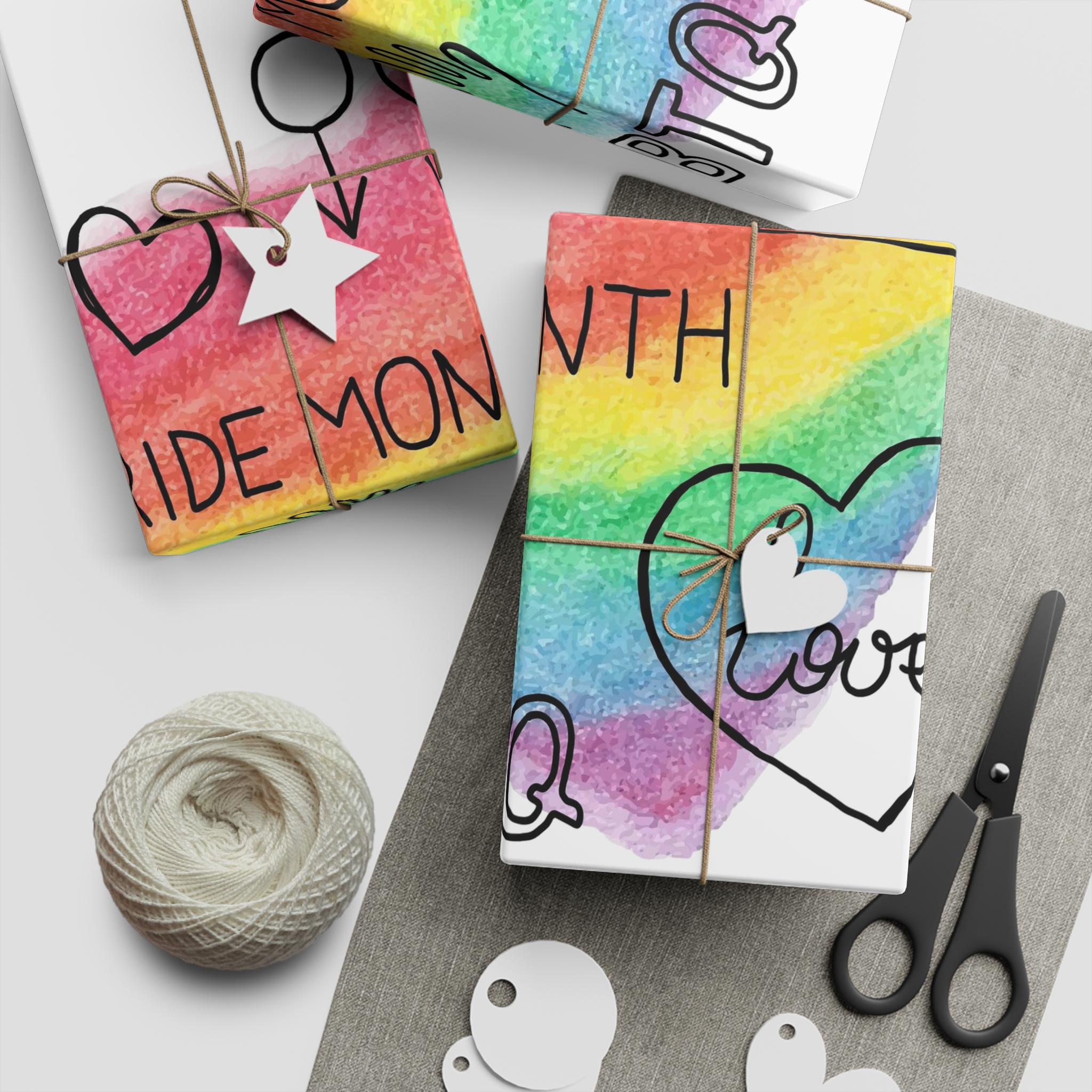 Lgbtq Hand Drawn Symbols Rainbow Coloured Heart Background Gift Wrapping Paper Sheets 1pc - Image 2