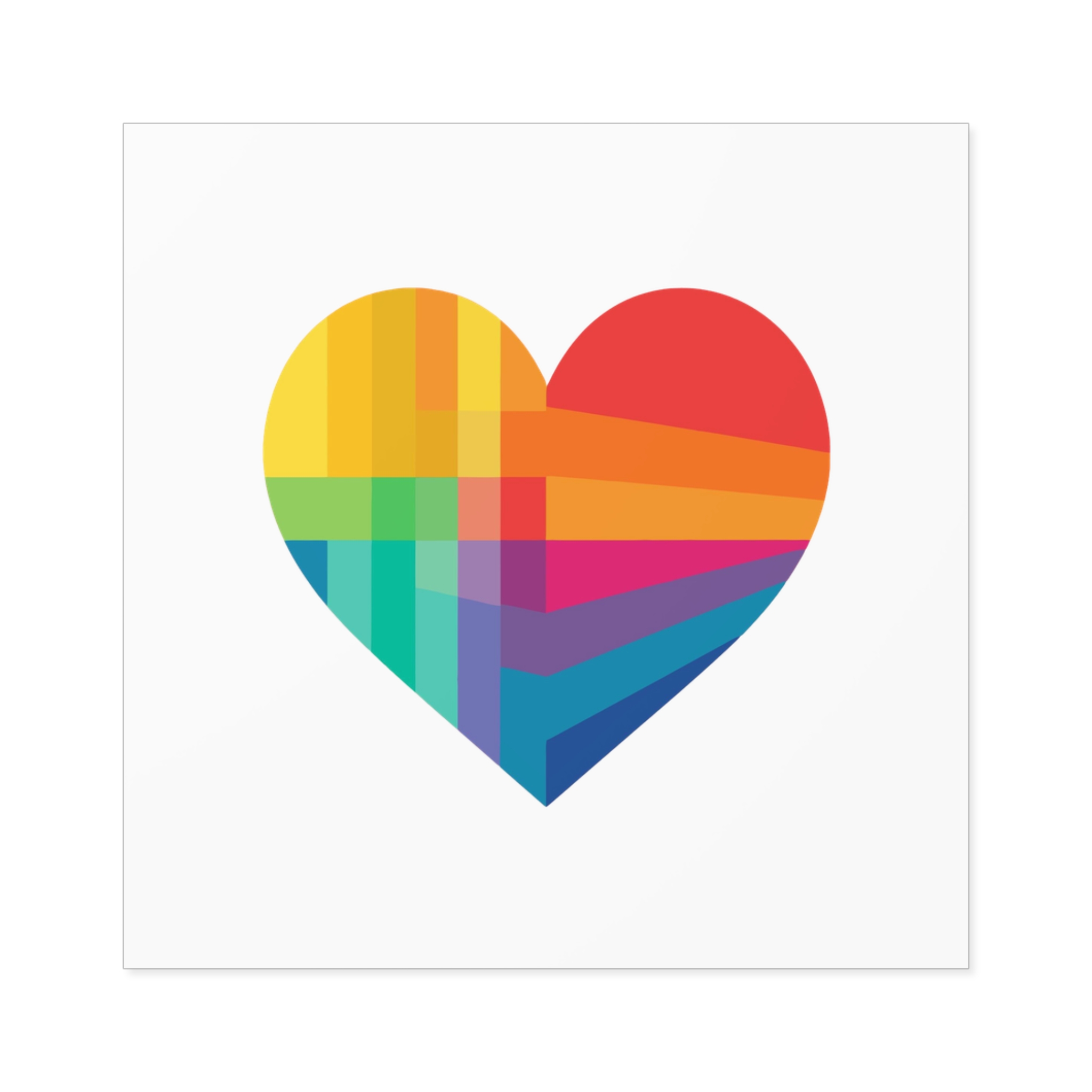 Heart Shape Rainbow Colors Laminate Stickers Square - Image 69