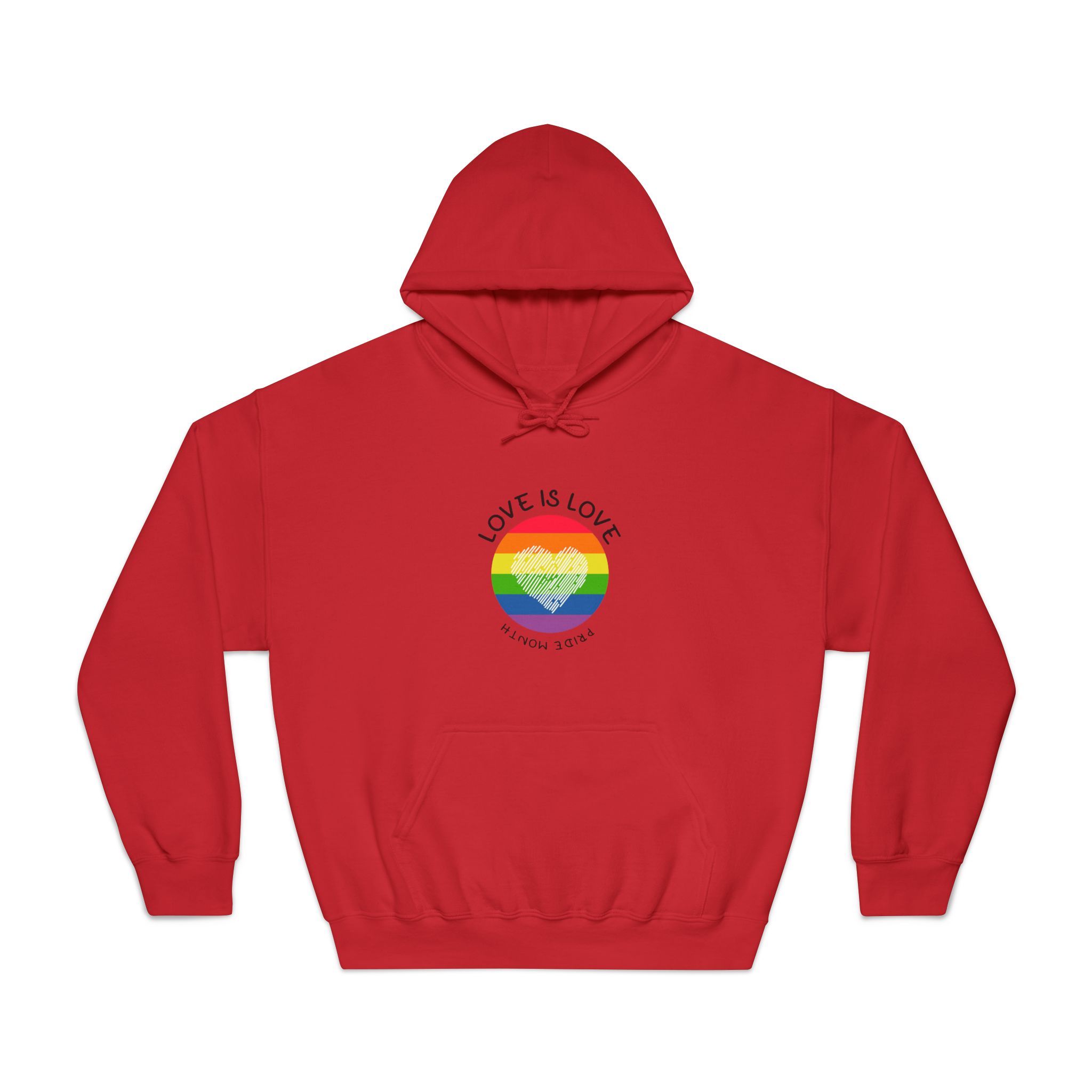 Lgbt Pride Month Love Is Love Lgbtq Symbol With Lgbt Pride Round Rainbow Flag With Heart Gay Pride Unisex Dryblend Hooded Sweatshirt - Image 33
