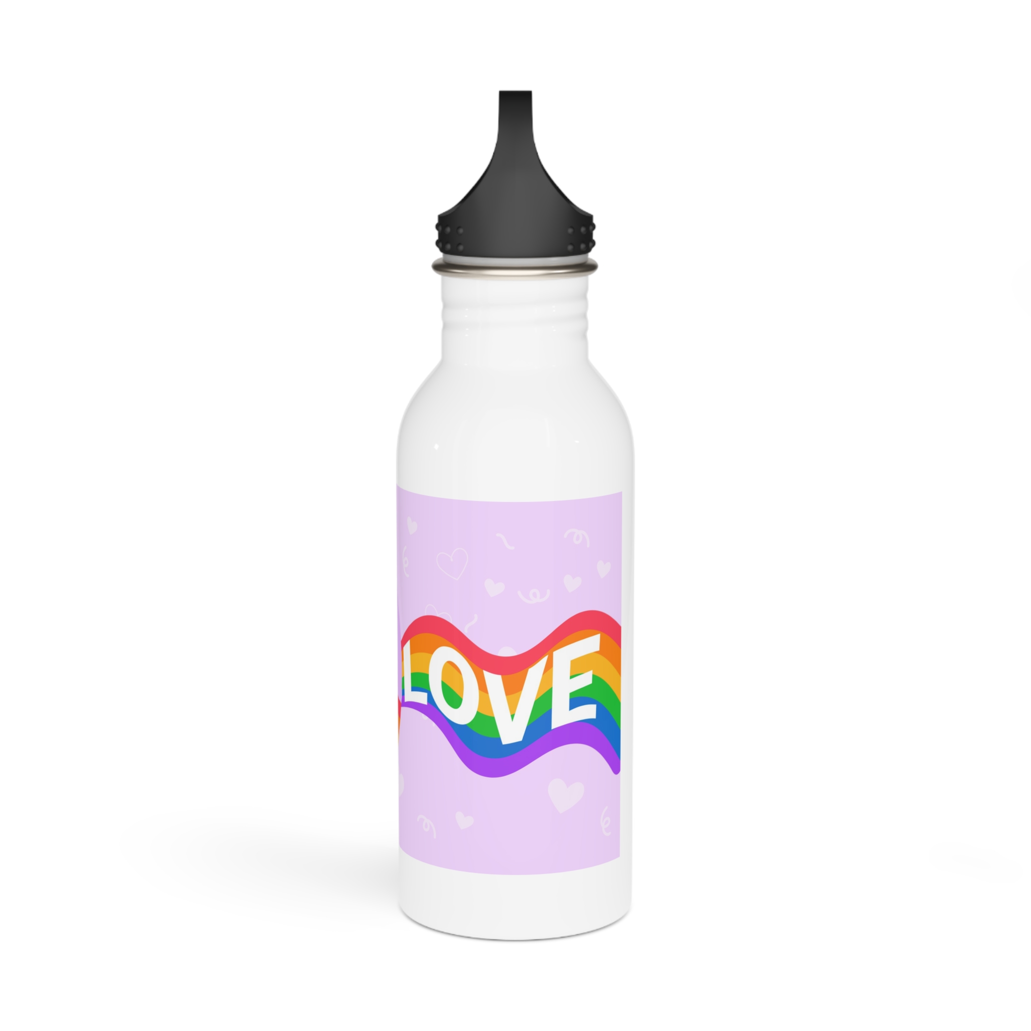 Joyful Group Holding Waving Pride Flag Stainless Steel Water Bottle - Image 4