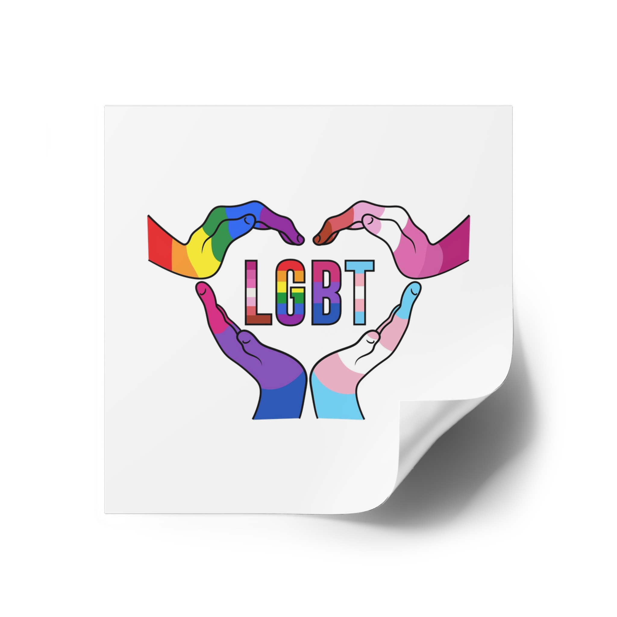Lgbt Hands United Pride Month Rainbow Flag Vector Illustration Isolated White Background Laminate Stickers Square - Image 30