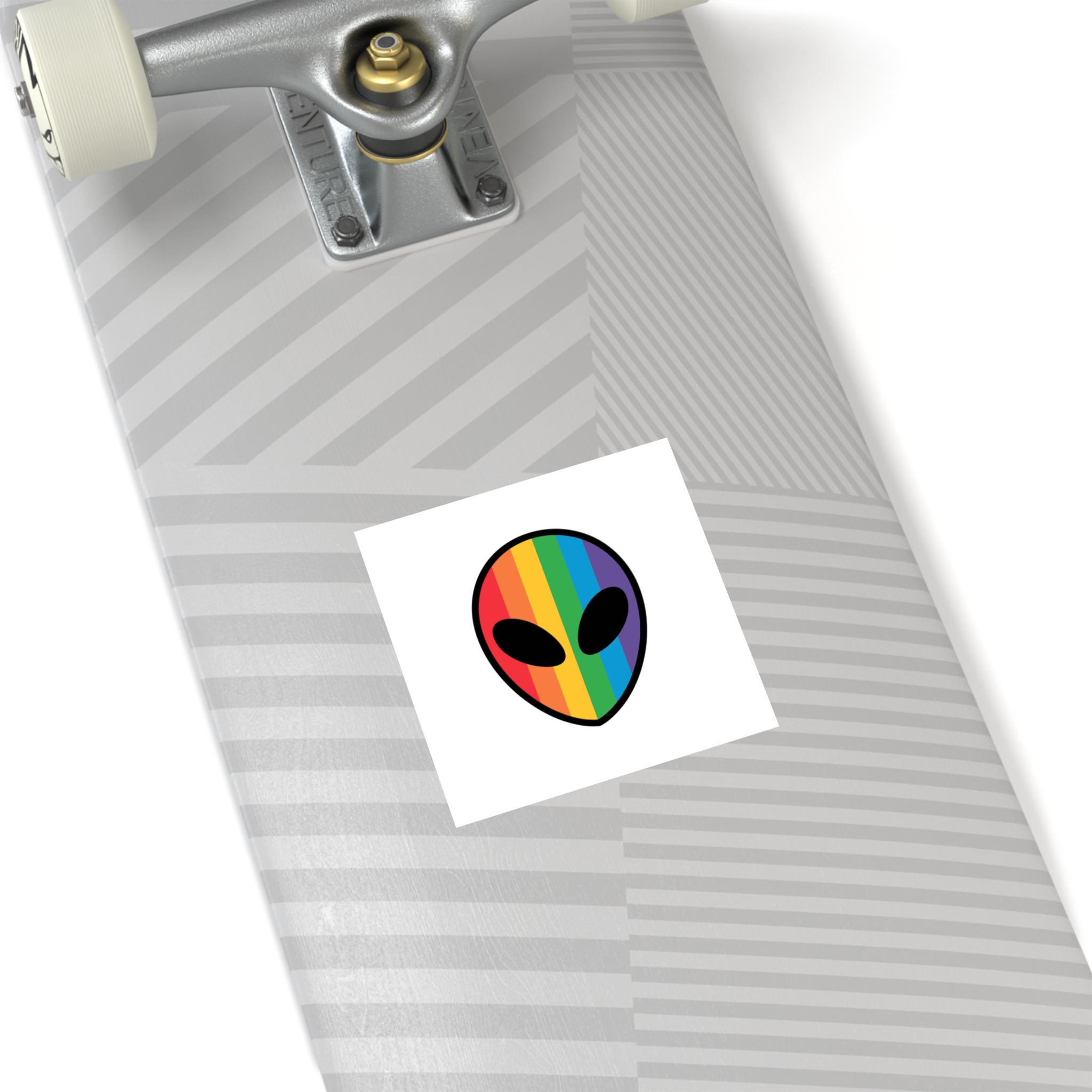 Rainbow Alien Head Lgbt Pride Illustration Laminate Stickers Square - Image 20