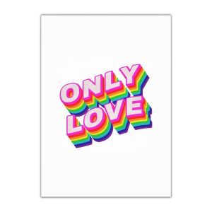 Rainbow Word Only Love Typography Design Element Gift Wrapping Paper Sheets 1pc