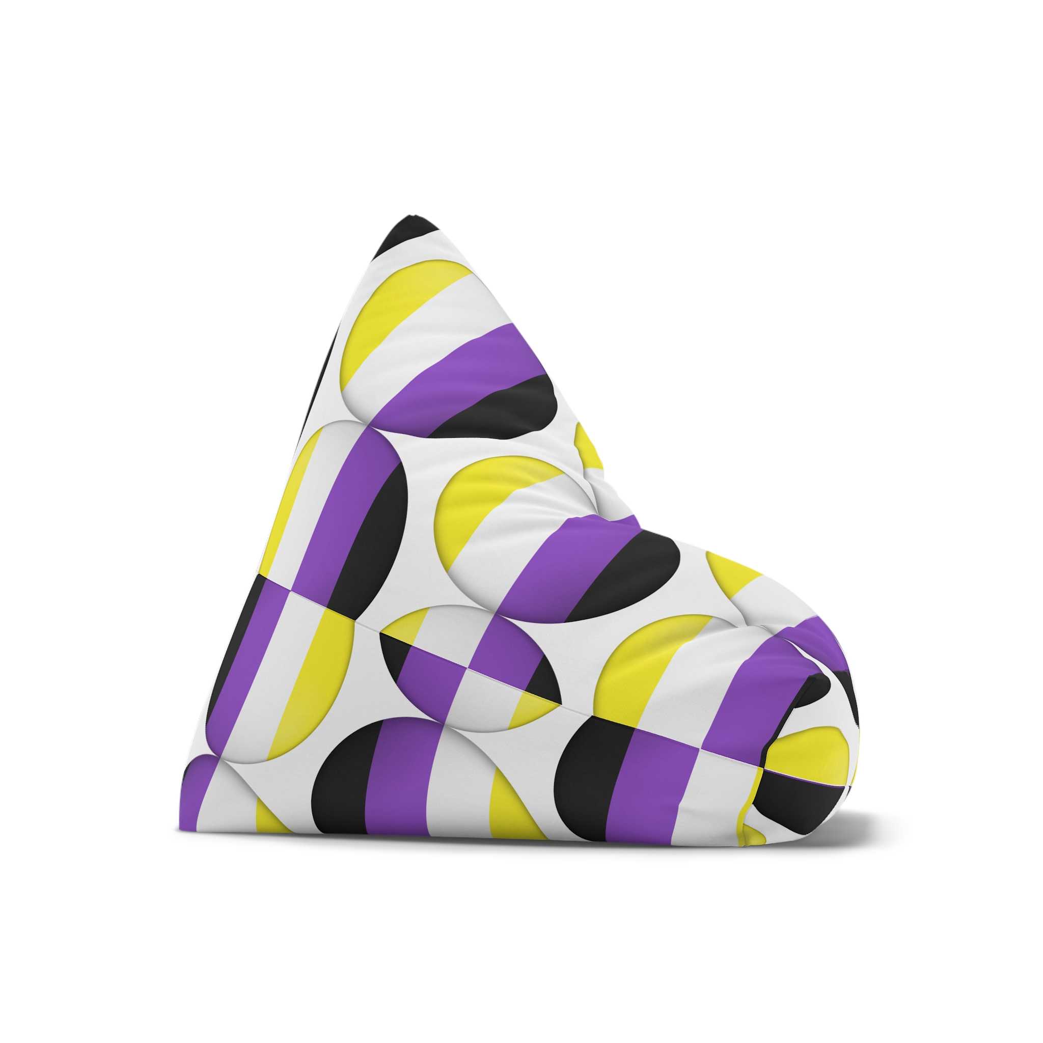 Flag Nonbinary Lgbtq Glossy Circular Flag Button Appearance 3d Icon Design With Depth Bean Bag Chair Cover - Image 7