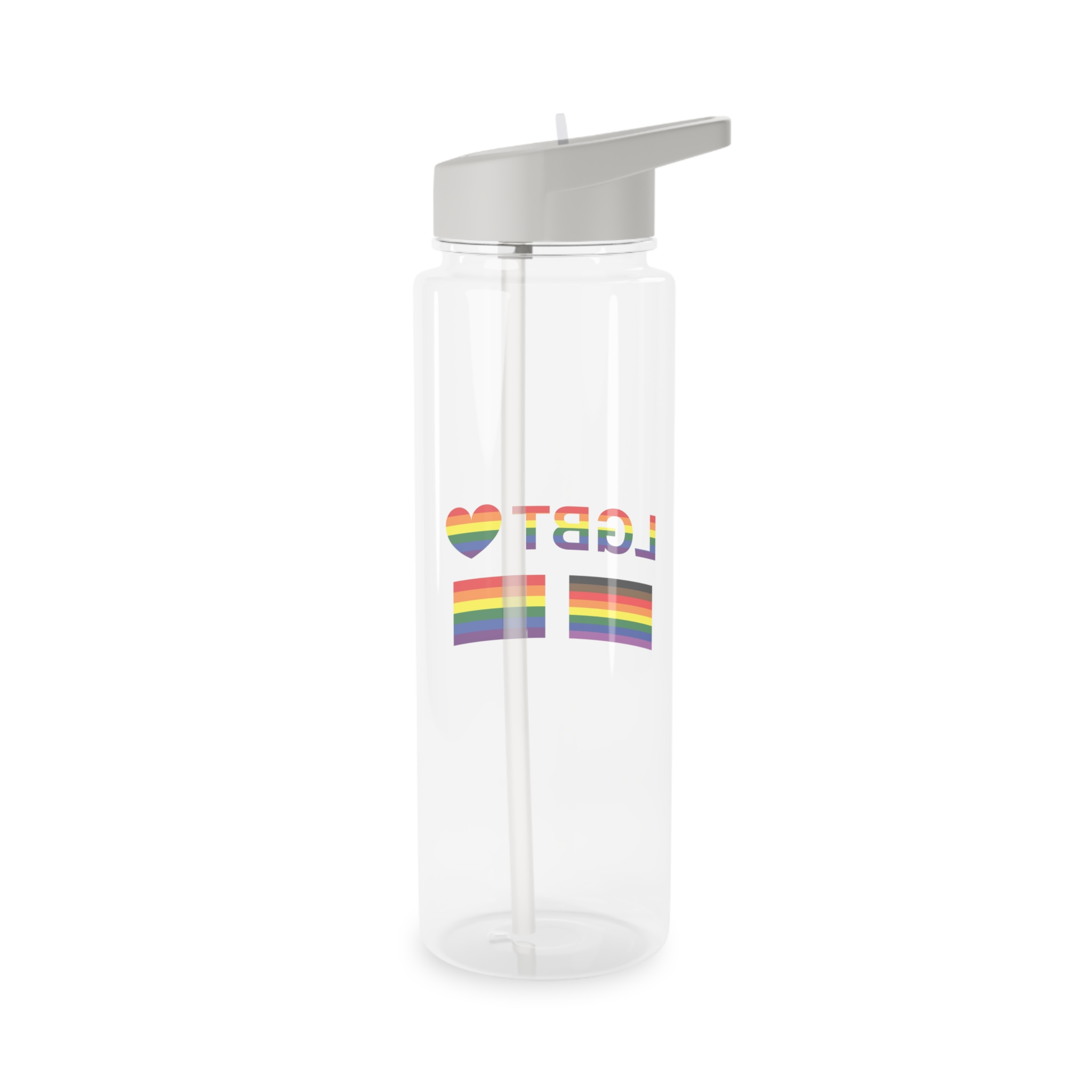 Lgbt Word Text Letter With Heart Rainbow Color Flag Isolated White Background Vector Illustrati Tritan Water Bottle - Image 6