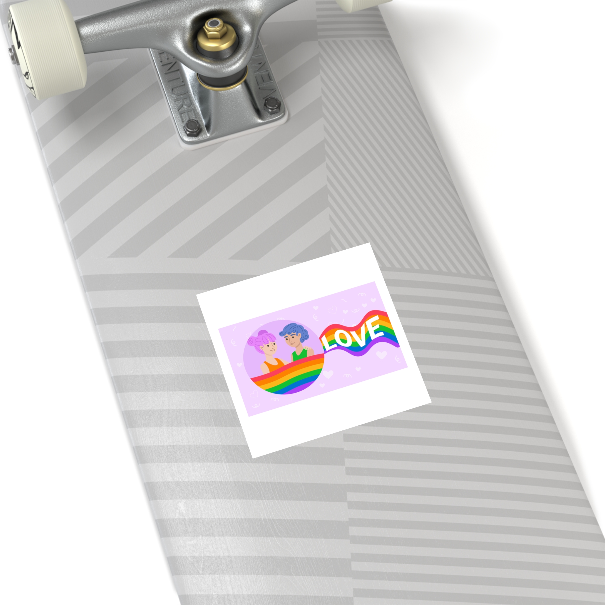 Joyful Group Holding Waving Pride Flag Laminate Stickers Square - Image 20