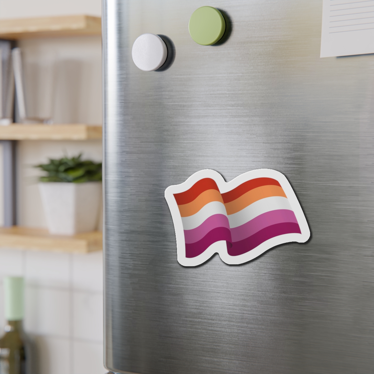 Flag Lesbian Lgbtq Ribbon Style Flag That Conveys Sense Movement Waving Effect Die Cut Magnets - Image 12