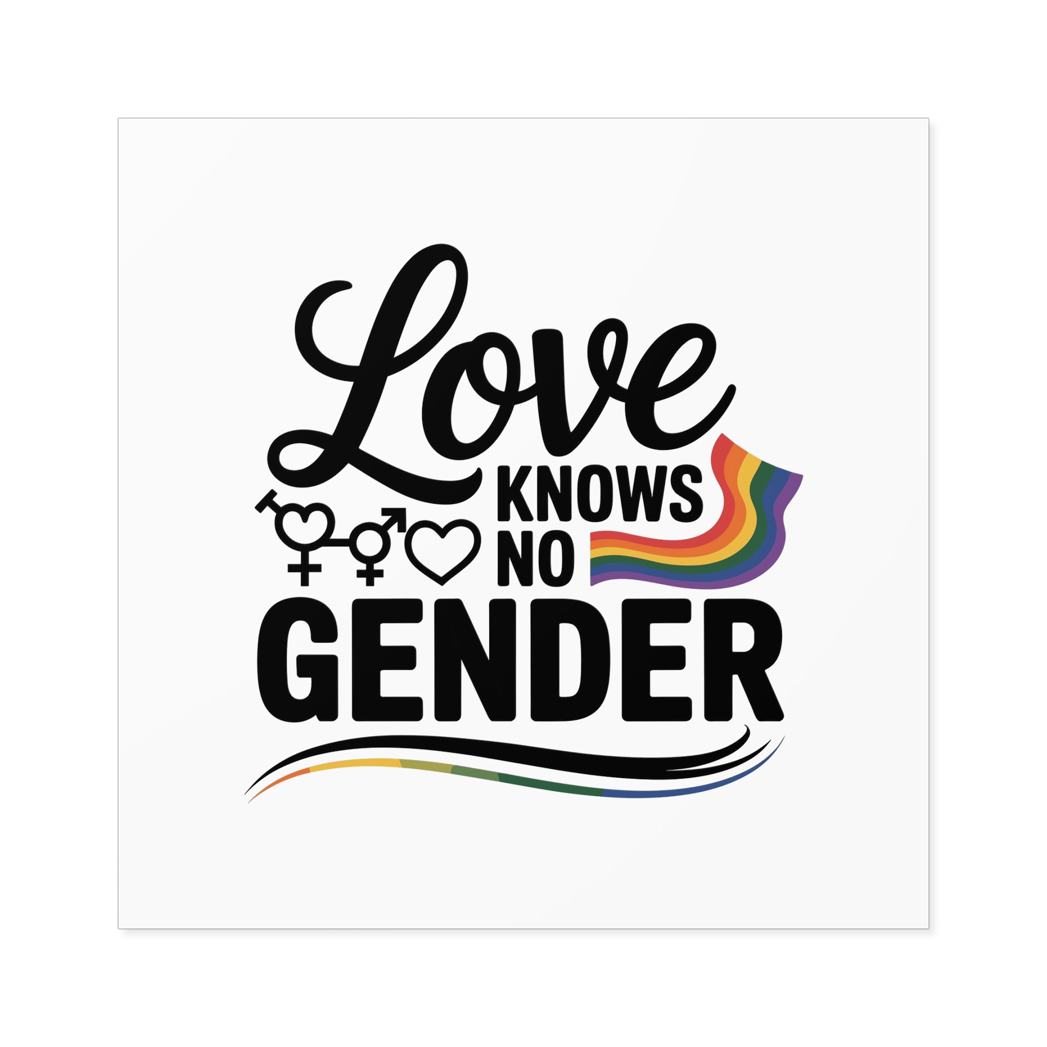 Love Knows No Gender T Shirt Design Isolated White Background Laminate Stickers Square - Image 49