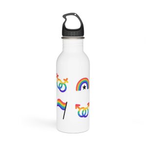 Lgbt Stickers Doodle Style Lgbtq Set Lgbt Pride Community Symbols Rainbow Colored Elements Flag Heart Rainbow Stainless Steel Water Bottle