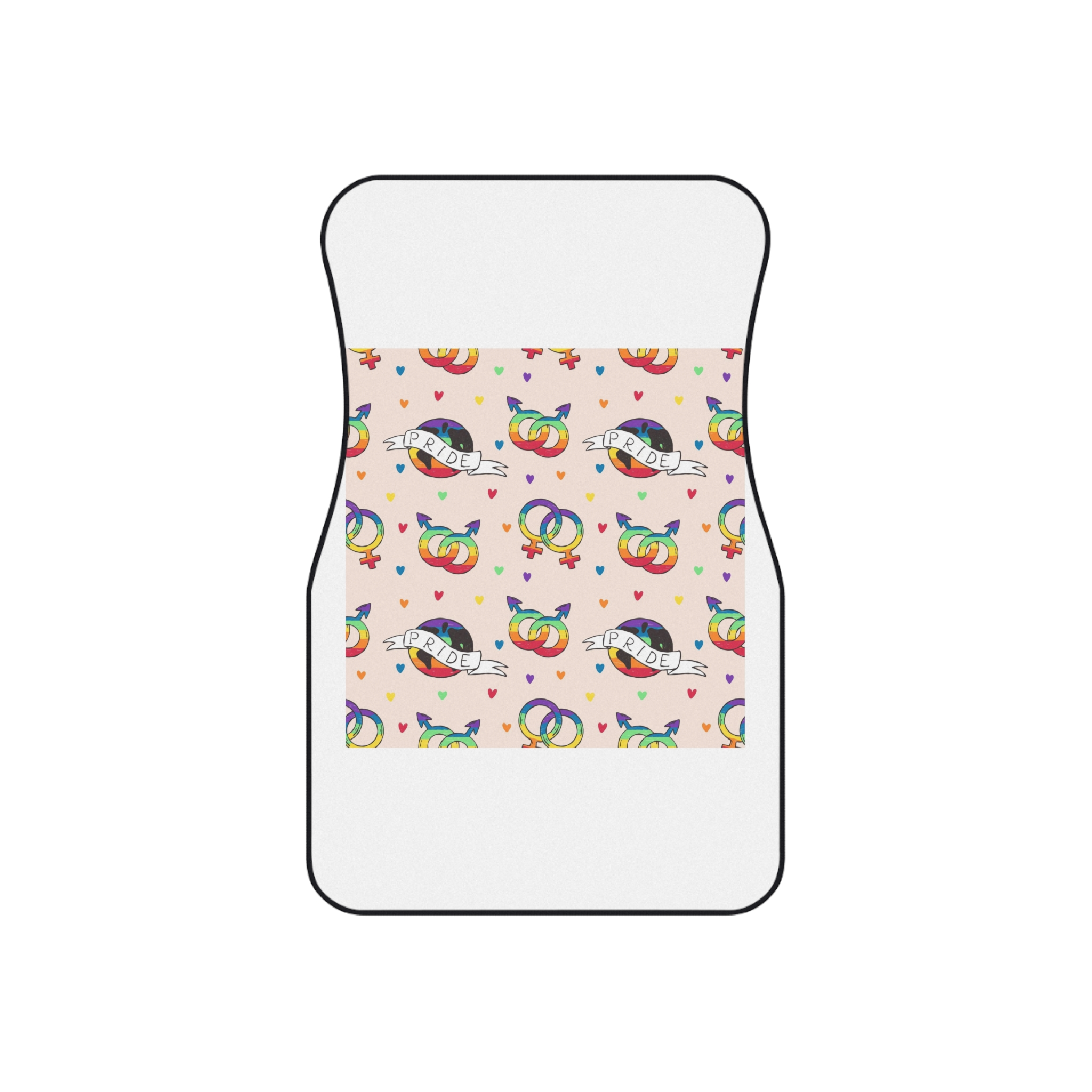 Rainbow Pride Seamless Pattern With Love Symbols Hand Drawn Style Car Mats Set Of 4 - Image 2