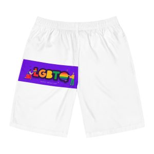 Lgbtq Community Banner Design With Illustration Gay Couple Mens Board Shorts Aop