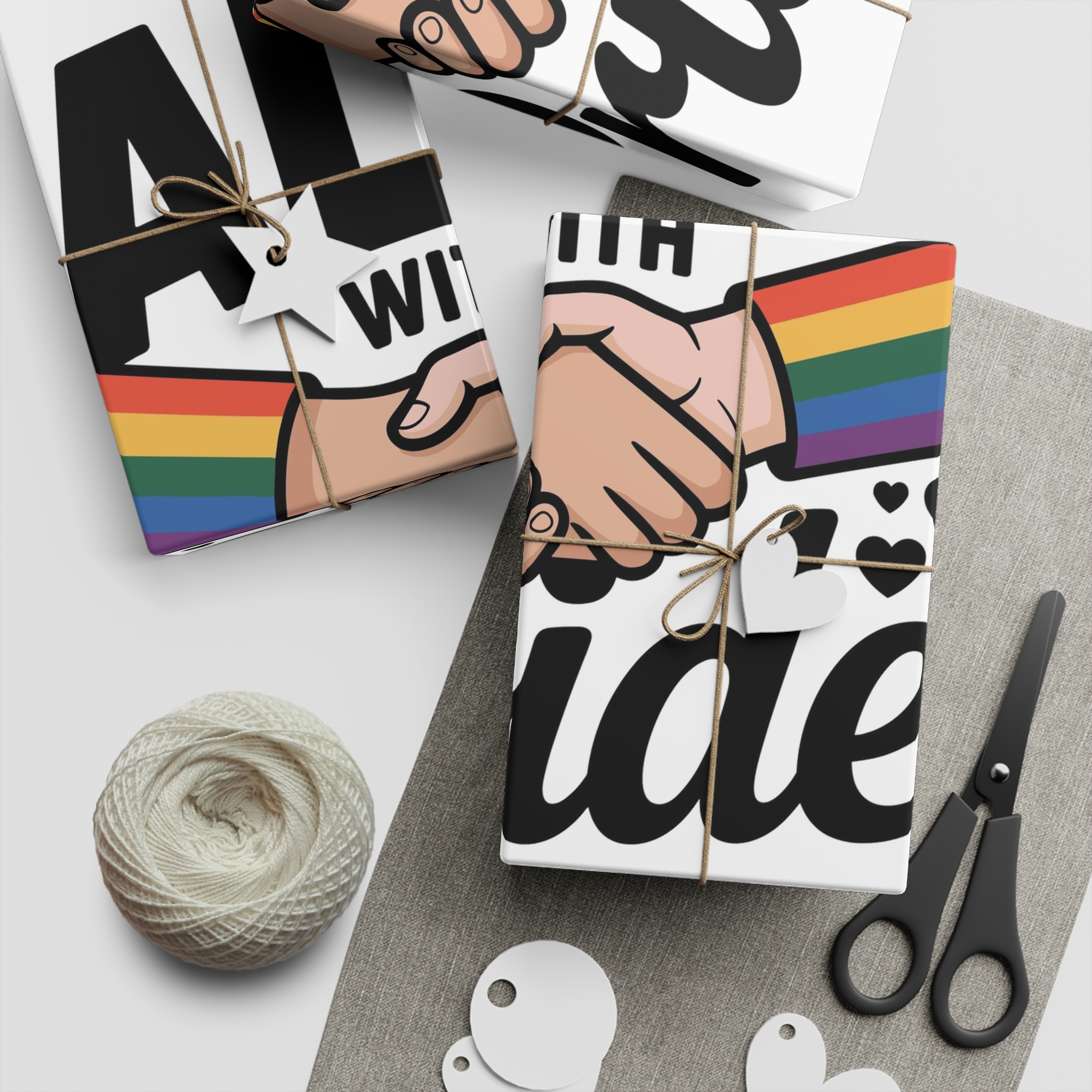 Ally With Pride T Shirt Design Isolated White Background Gift Wrapping Paper Sheets 1pc - Image 2